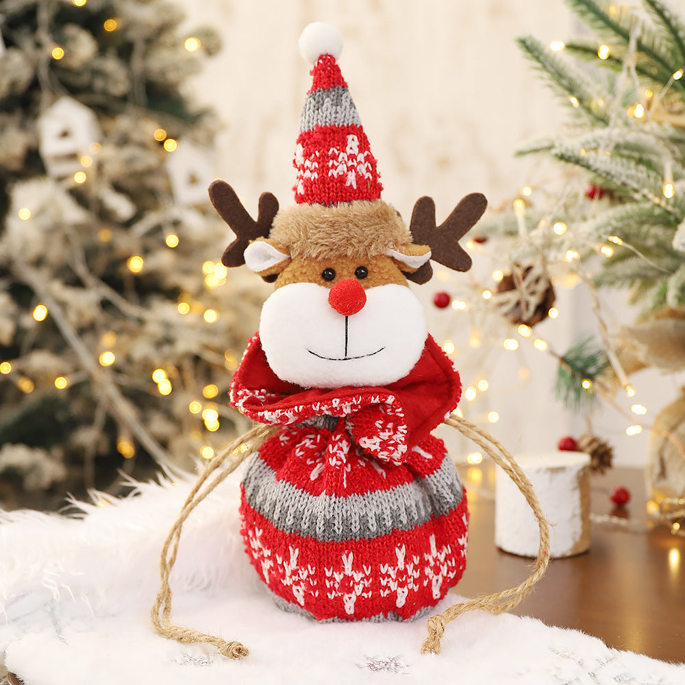 New 3D Knitted Fabric Doll Apple Bag Christmas Decorations Children&