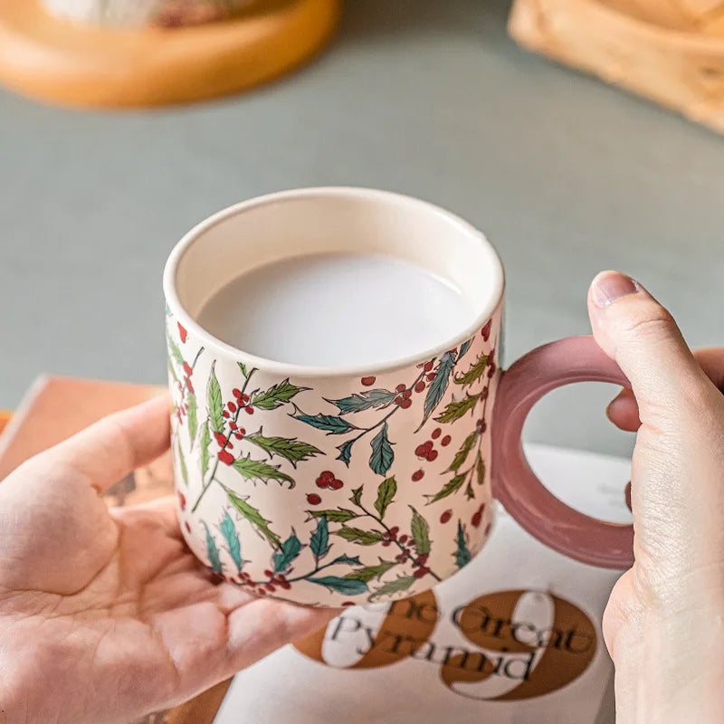 British Style Ceramic Mug Cute Coffee Cups Personality Gift Household Color Painting Kawaii Girls Breakfast Oat Milk Mugs