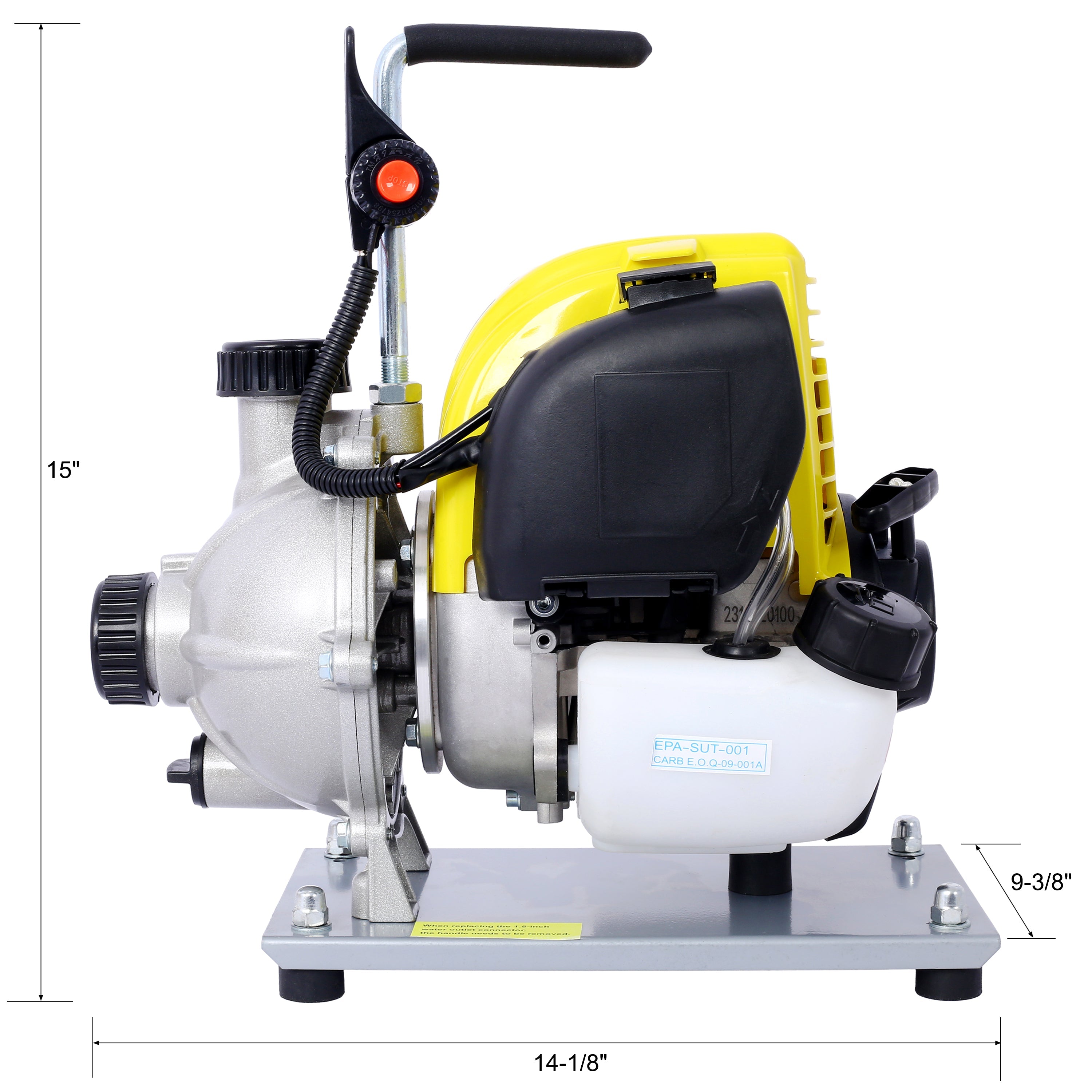 38CC four stroke gasoline water pump 1.5 "portable gas power delivery pump 8500r/min 10FT x 1" suction 1.5 "flat hose