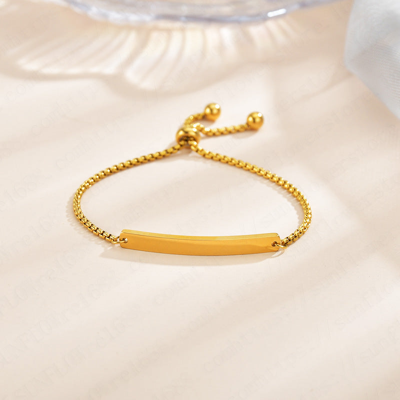 Stainless steel personalized engraved three color curved bracelet simple and personalized women&