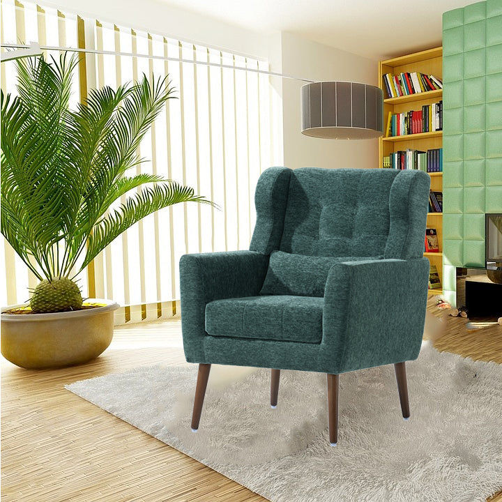 Modern Accent Chair Upholstered Foam Filled Living Room Chairs Comfy Reading Chair Mid Century Modern Chair (Blackish Green)