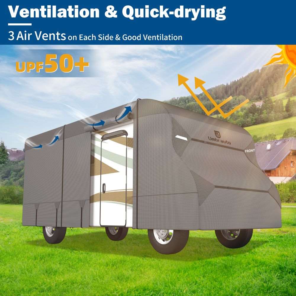 Umbrauto RV Cover Class C Upgraded 7 Layers Anti-UV Top Panel Motorhome Cover,Gray
