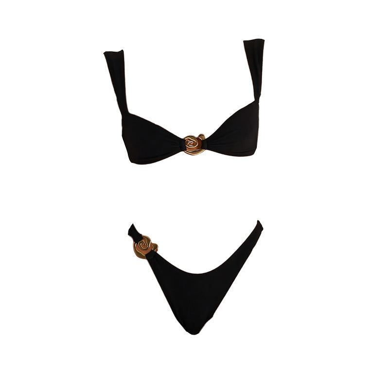 European and American metal buckle sexy swimsuit women&