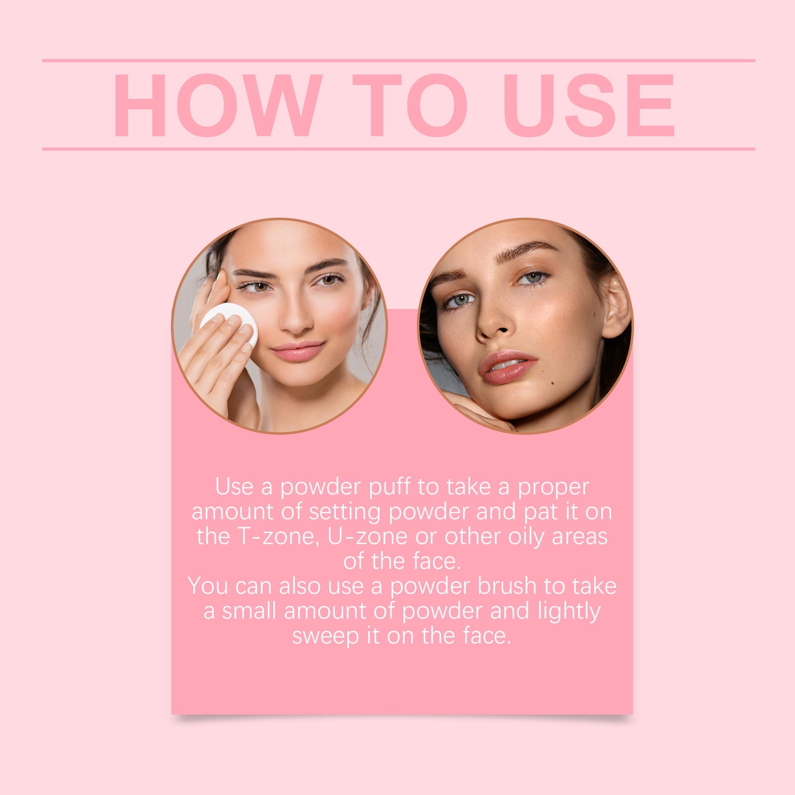 Setting powder with brush, Natural Makeup Light, Delicate Breathable Fit Dry And Wet Dual Use Powder Lasting Makeup