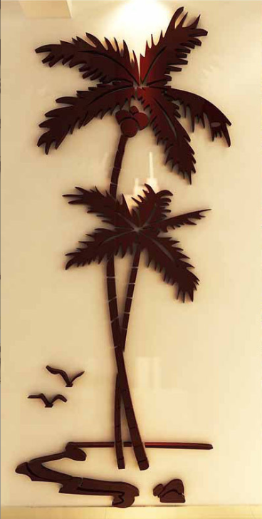 3D Coconut Tree Acrylic Mirror Wall Sticker For Children&
