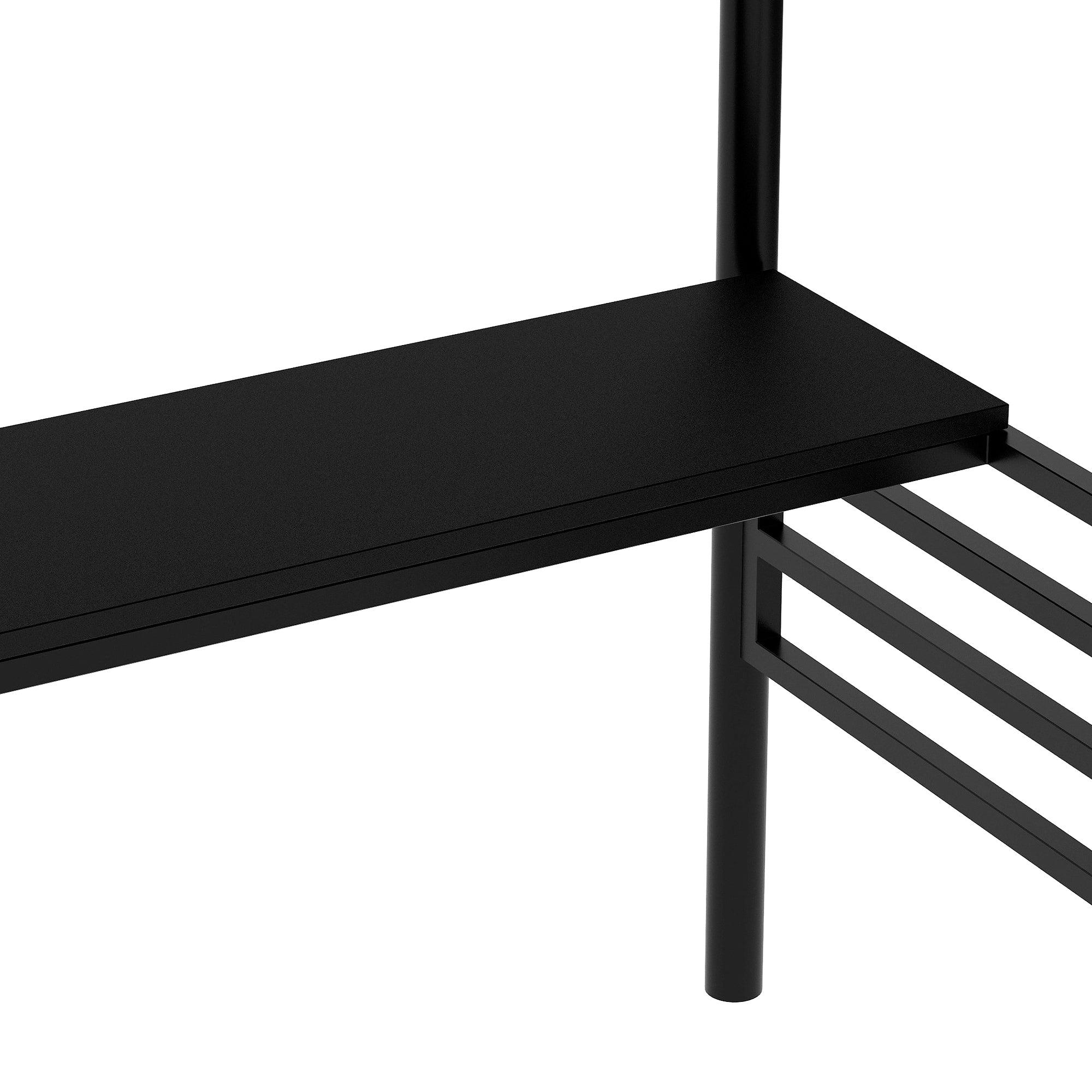 Metal Loft Bed Frame with Desk No Box Spring Needed Twin Black