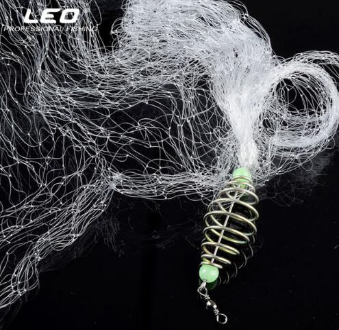 LEO Night Luminous Beads Copper Spring Shoal Fishing Net with Ball Freshwater