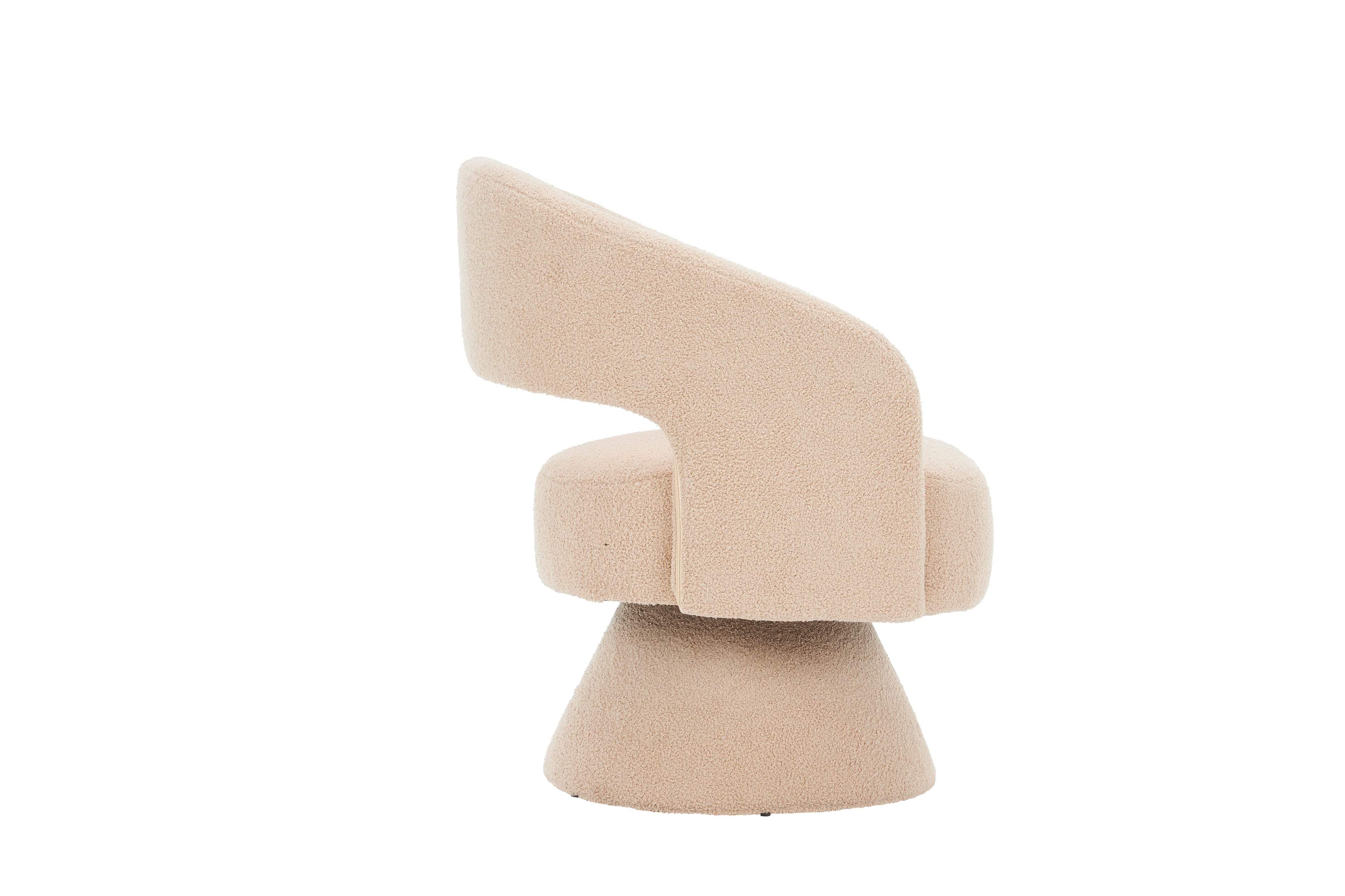 Swivel Accent Chair Armchair Round Barrel Chair in Fabric for Living Room Bedroom Nude Teddy