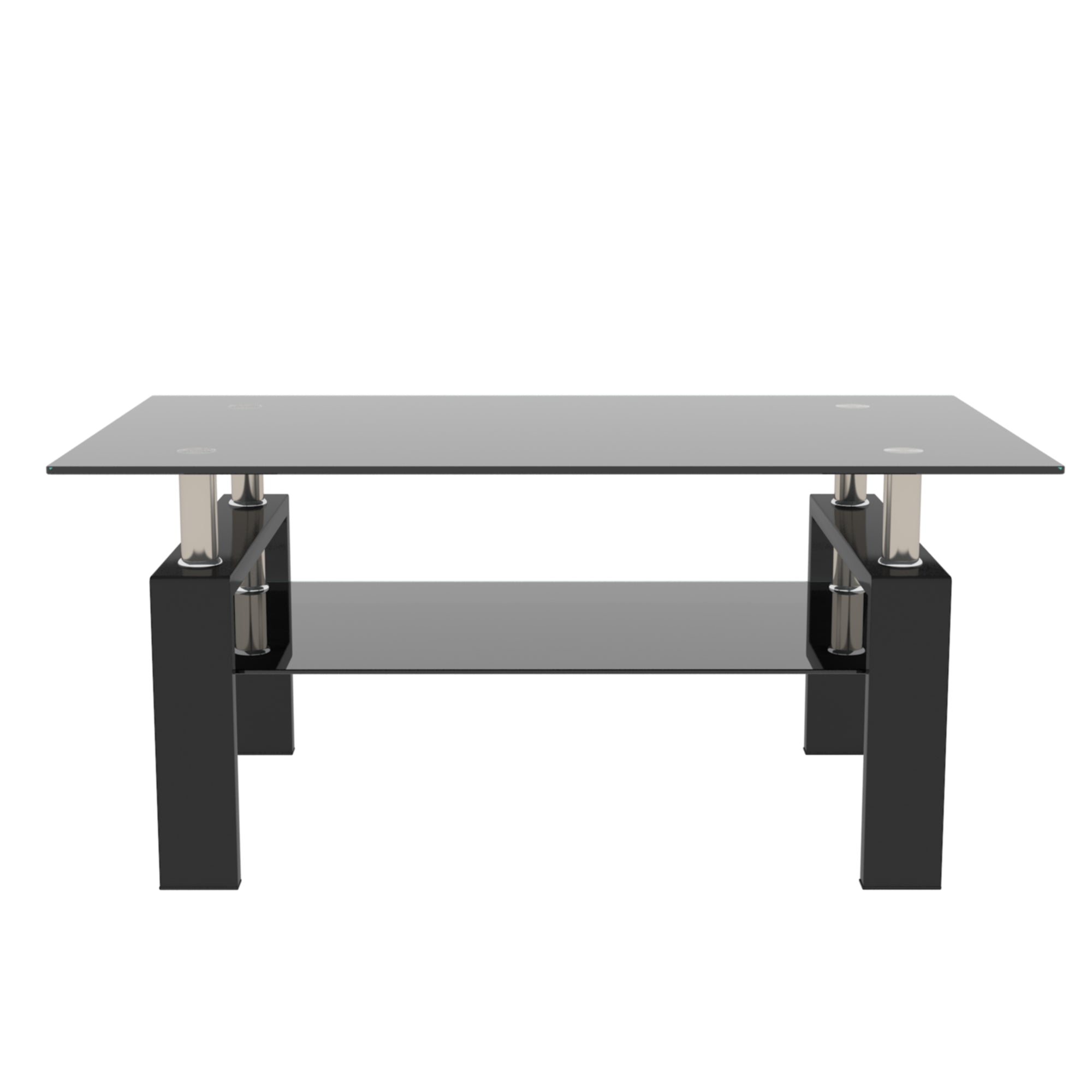 Rectangle Black Glass Coffee Table Clear Coffee Table Modern Side Center Tables for Living Room Living Room Furniture