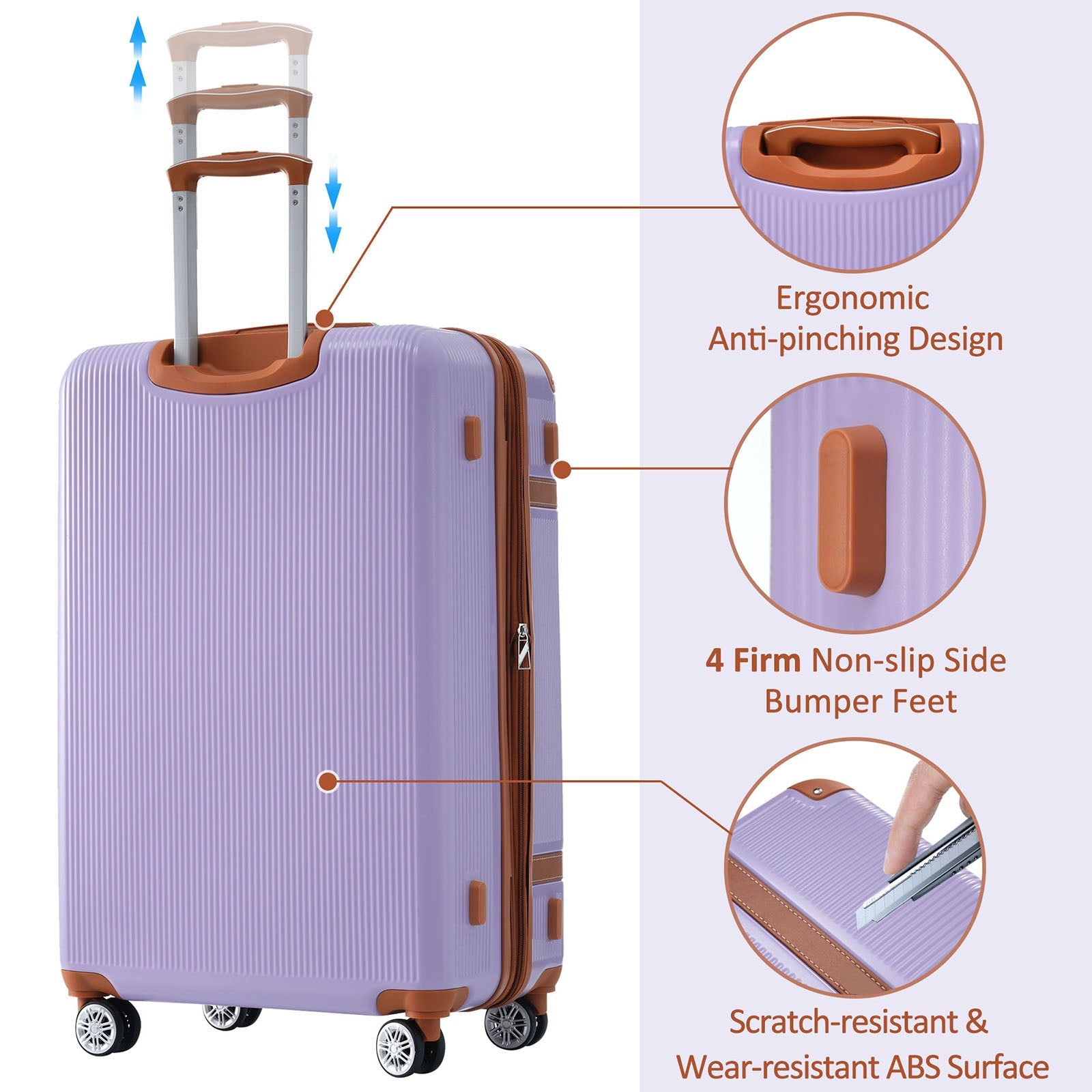 Hardshell Luggage Sets 3 Piece double spinner 8 wheels Suitcase with TSA Lock Lightweight 20&