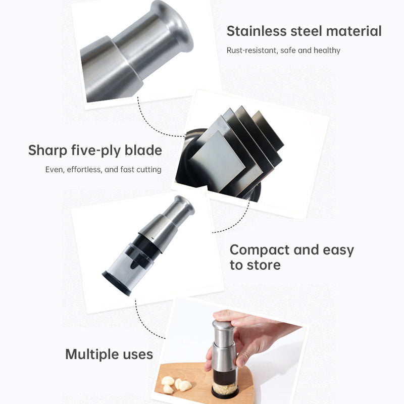 Stainless Steel Manual Kitchen Chopper (for garlic, ginger, herbs, nuts)