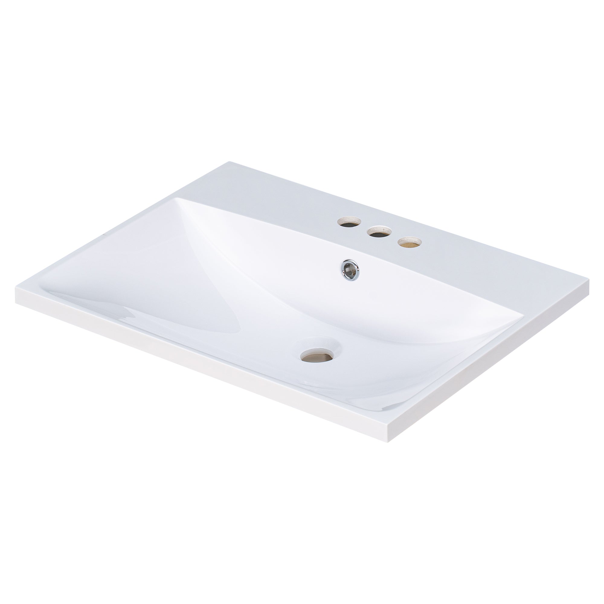 24" Bathroom Vanity Top Only White Basin 3-Faucet Holes 4" Faucet Available Ceramic