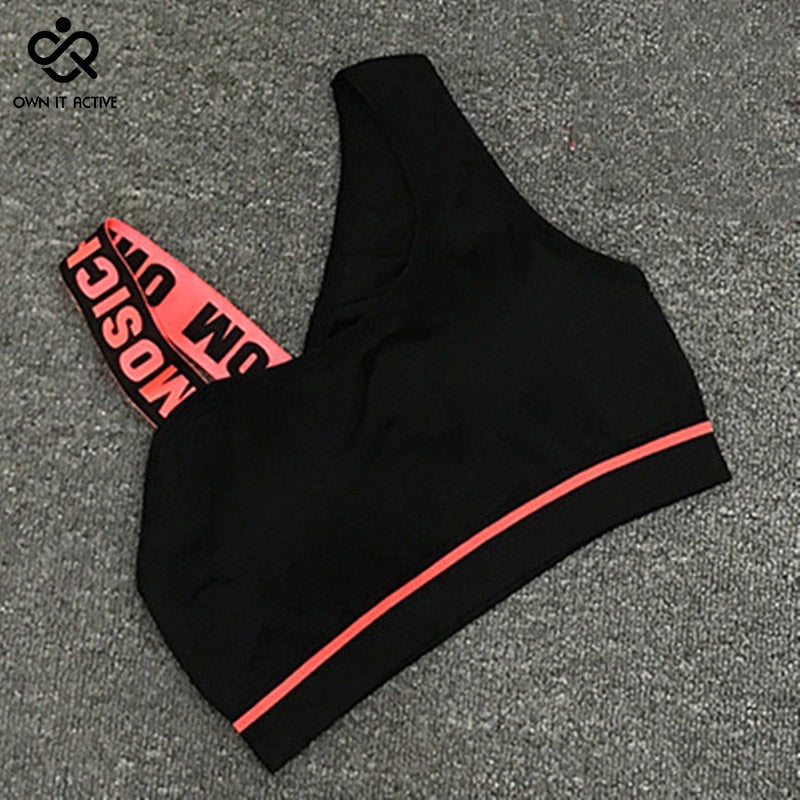 New Letter Cut Out Sports Bra Women Fitness Yoga Push up Gym Padded Sports Top Athletic Sexy Workout Running Clothing P165