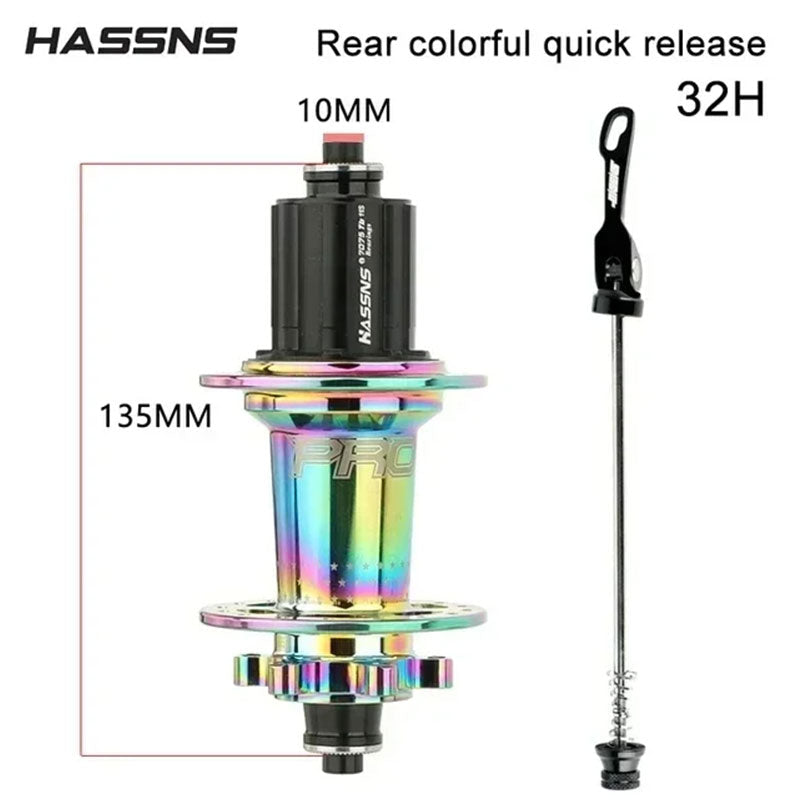 HASSNS PRO7 MTB Hub 32 Holes Bearing Bike Freehub Rear Hub Quick Release 32H Four Palin 7 8 9 10 11 12 Speed 6 Pawl Hubs