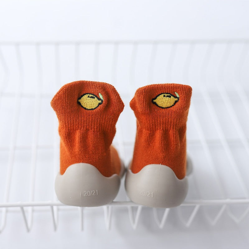 Autumn New Soft Sole Baby Walking Shoes Knitted Embroidered Baby Floor Socks Shoes Avocado Children&