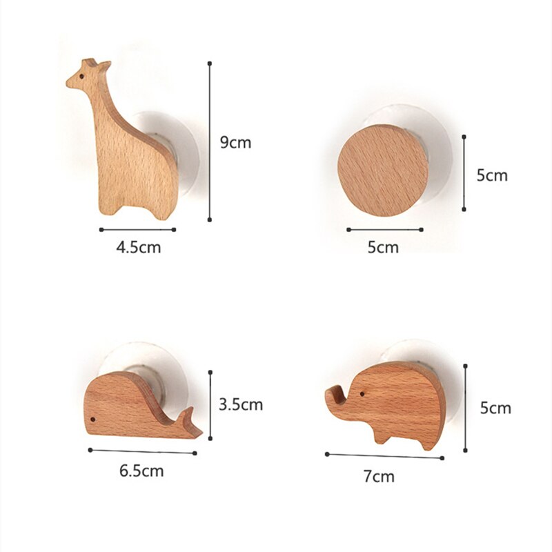 Nordic Indoor Wooden Solid Wood Hemp Rope Animal Tissue Holder Children&