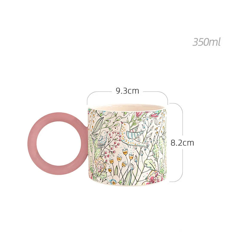 British Style Ceramic Mug Cute Coffee Cups Personality Gift Household Color Painting Kawaii Girls Breakfast Oat Milk Mugs