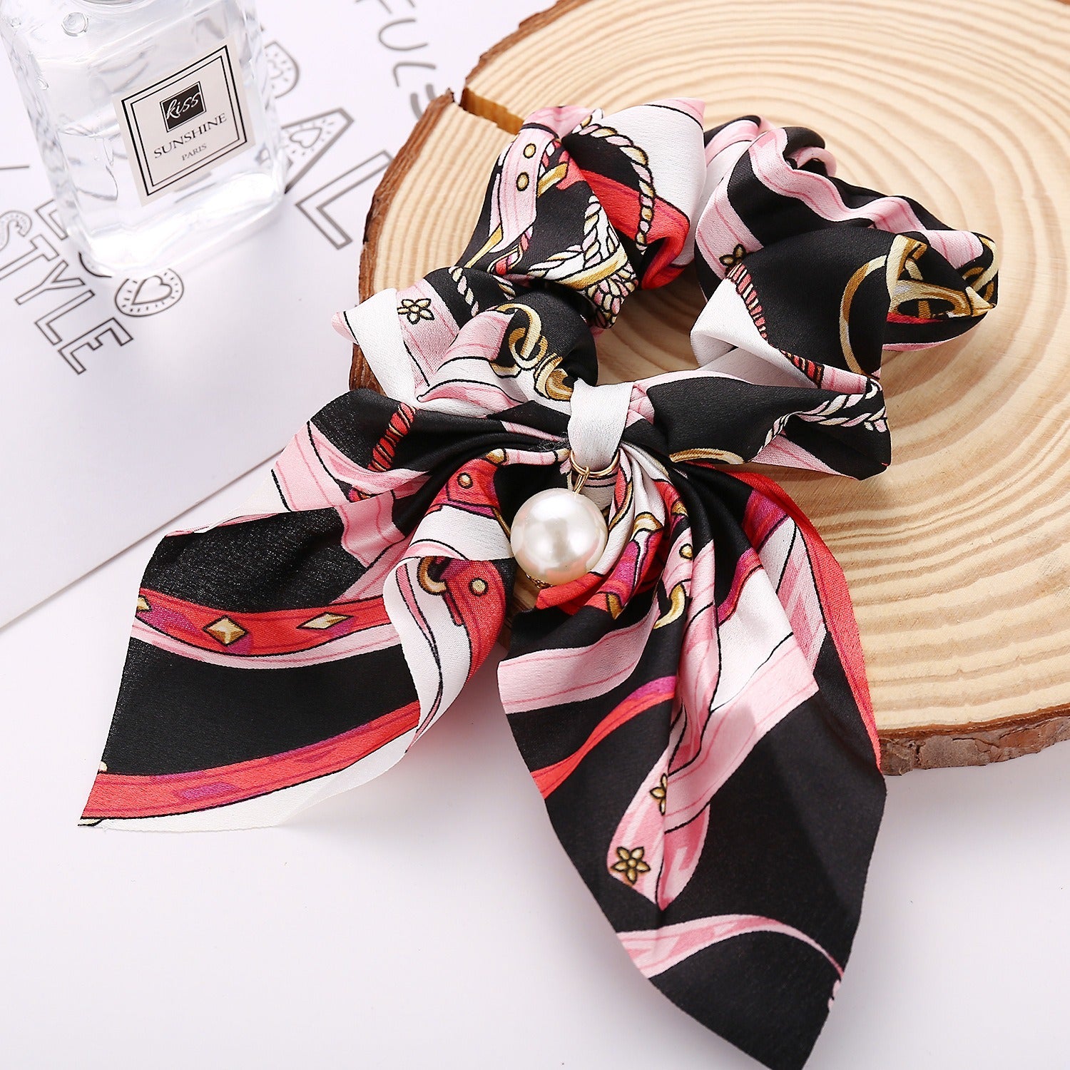 New Pearl Pendant Large Intestine Ring Hair Loop Women&