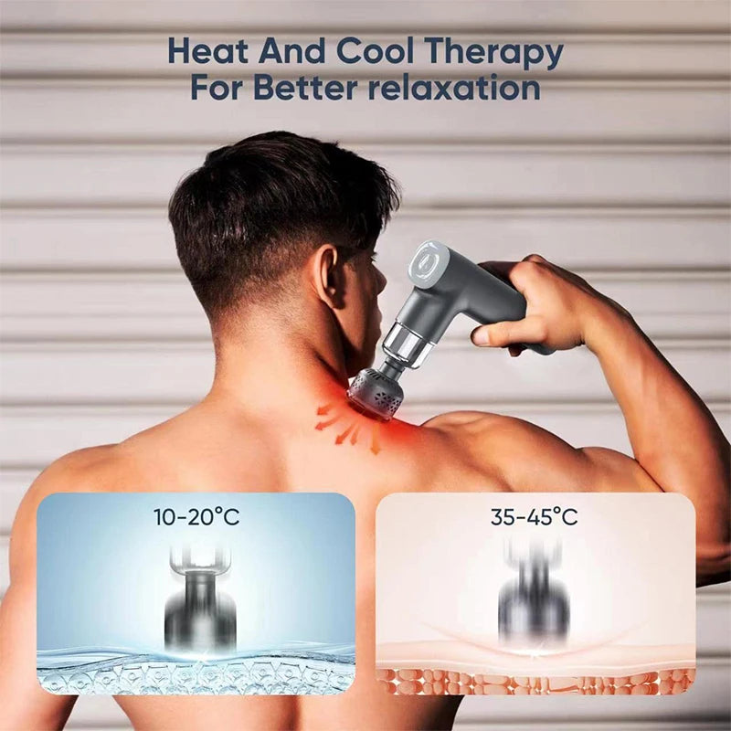 Smart Fascia Gun Massager Electric Booster Massage Gun for Body Massage Relaxation Cold Hot Compress Fitness Muscle Pain Relie