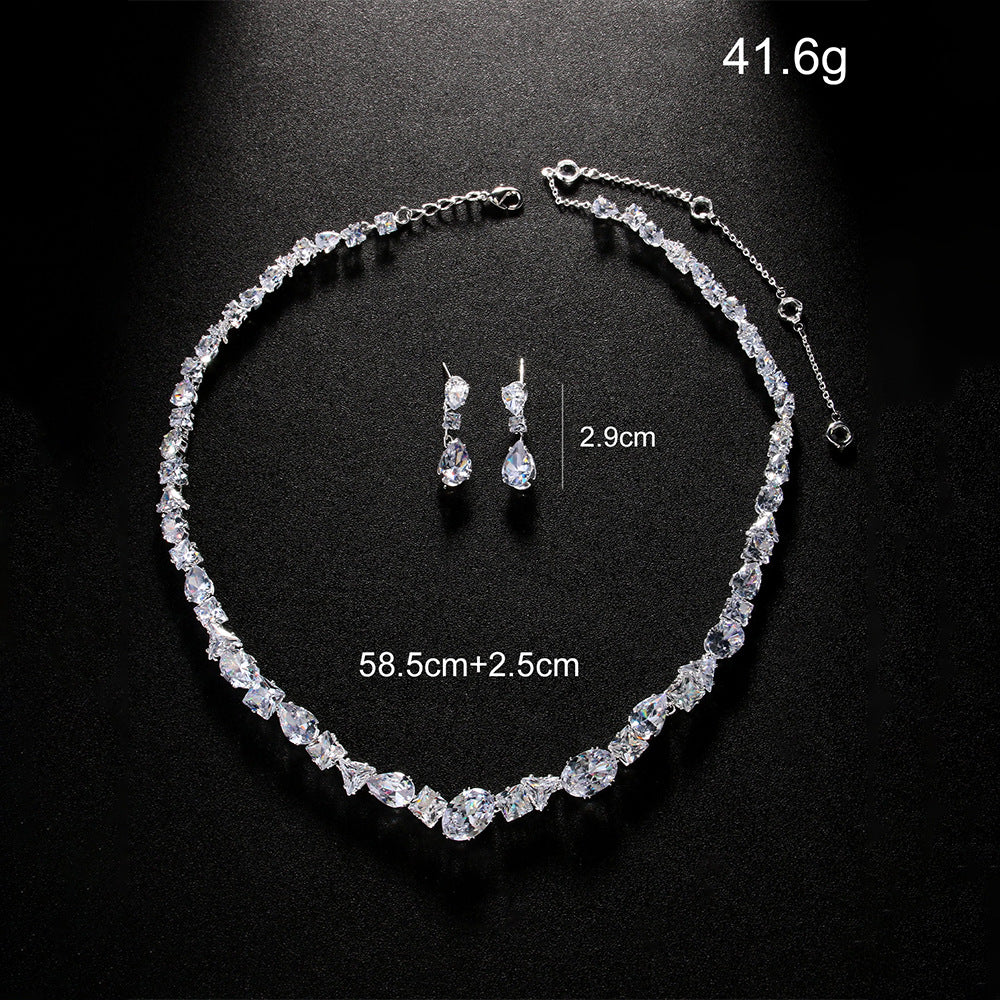 Simple necklace earring set bride&