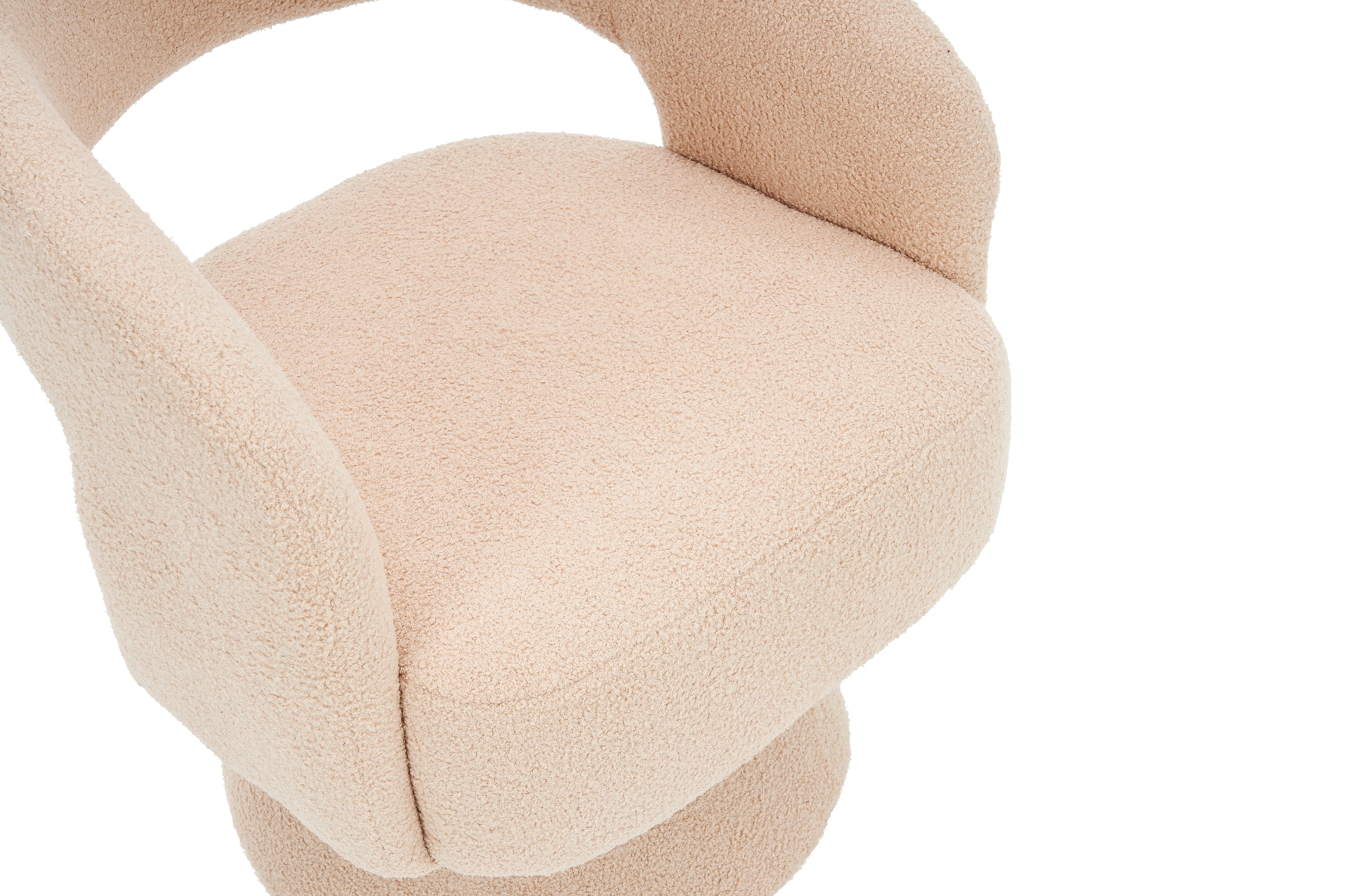 Swivel Accent Chair Armchair Round Barrel Chair in Fabric for Living Room Bedroom Nude Teddy