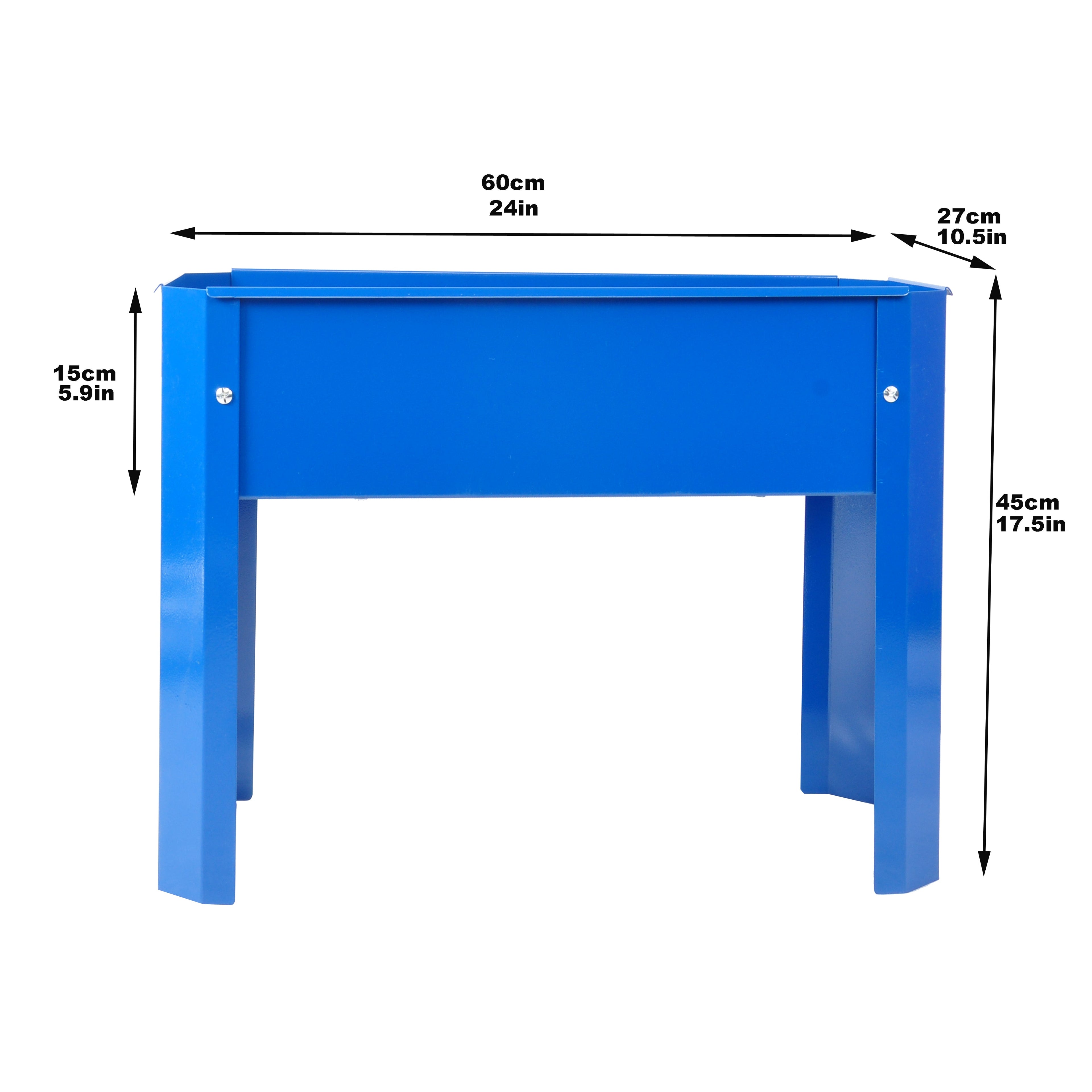 Elevated garden bed metal elevated outdoor flowerpot box suitable for backyard and terrace large flowerpot flower(Blue*2)