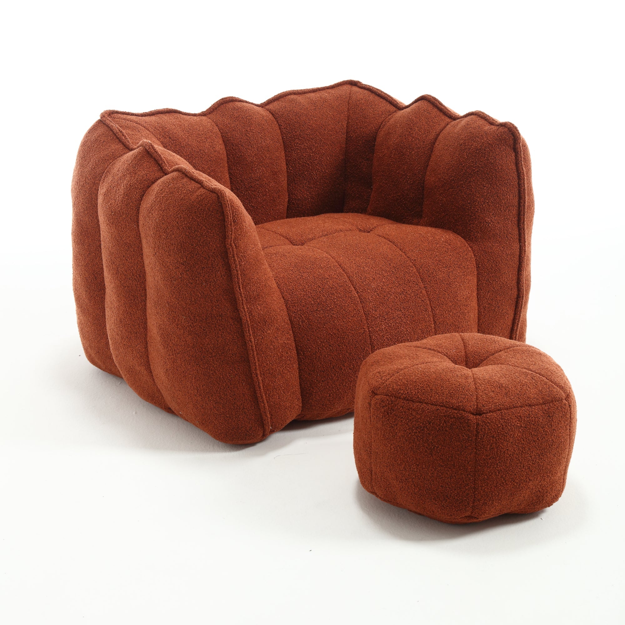 Soft Bean Bag Chair with High Resilient Foam(Chips)for living room and bedroom Comfortable Square Lazy Sofa with Footstool