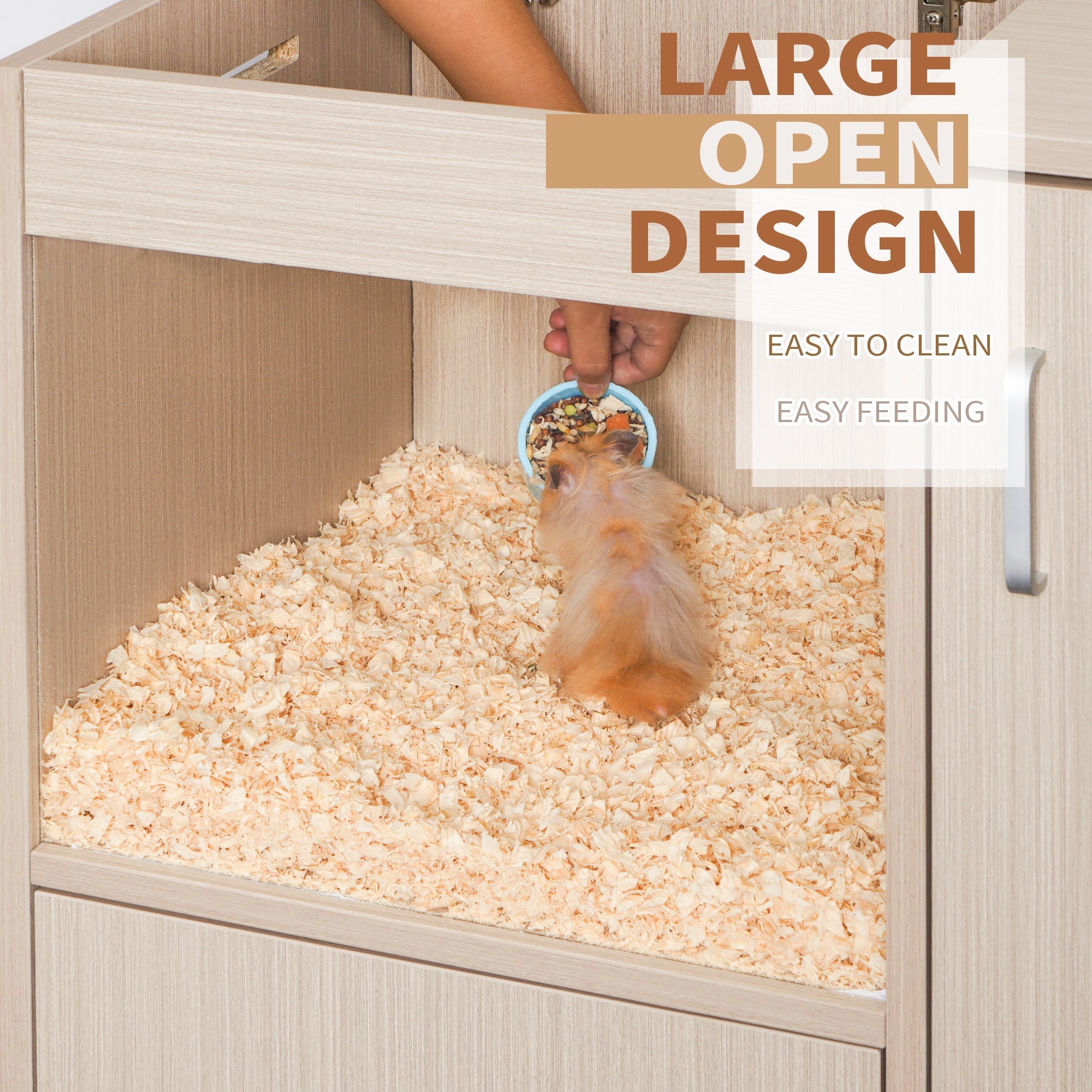 Guinea pig cage, 4 layers of hamster cage wood, with storage cabinet, mouse cage, openable top, acrylic window ,X-Large