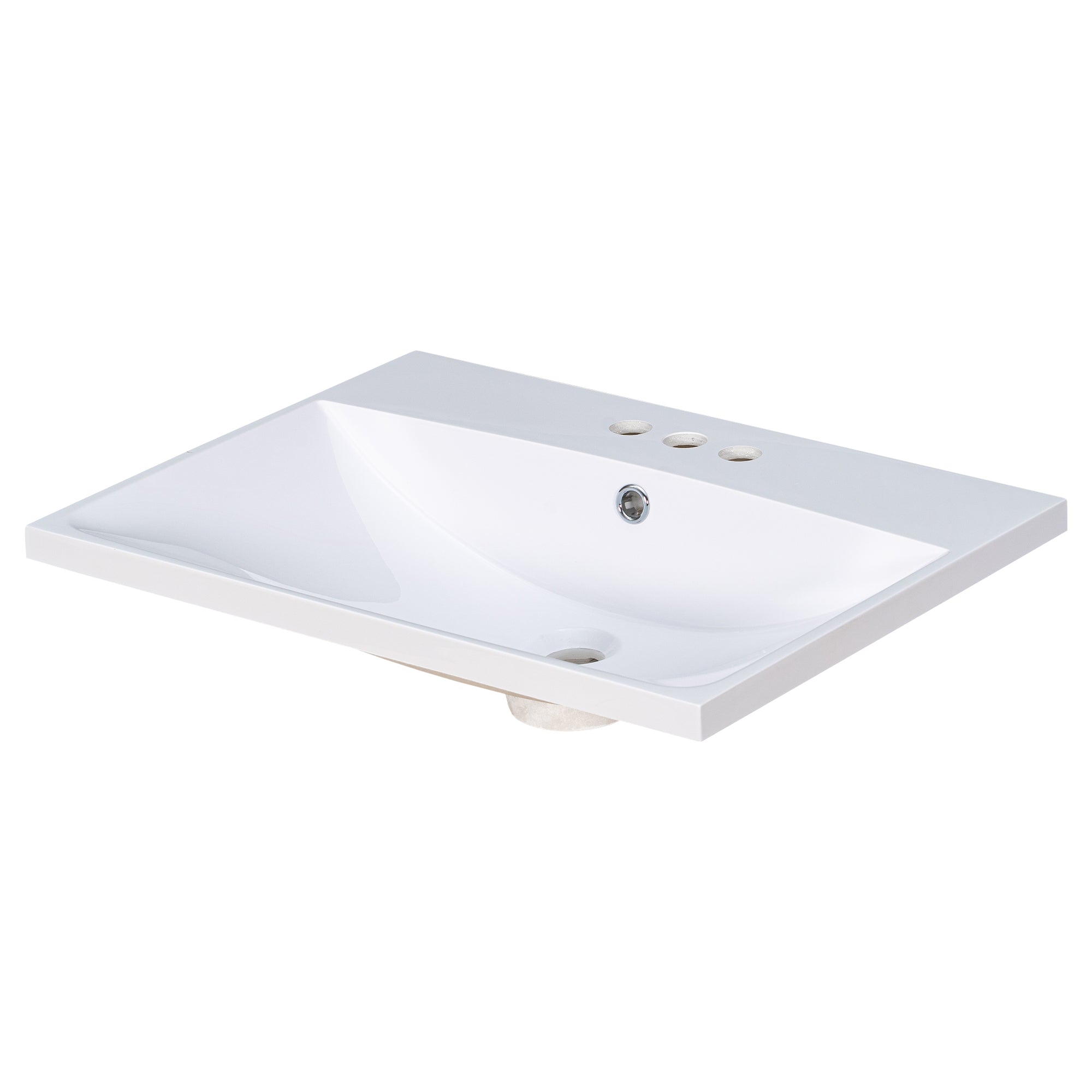 24" Bathroom Vanity Top Only White Basin 3-Faucet Holes 4" Faucet Available Ceramic
