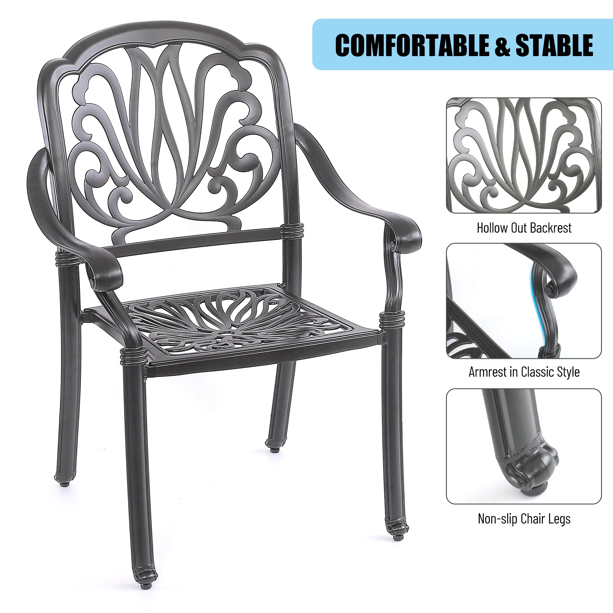 5PCS Outdoor Furniture Dining Table Set Patio Furniture Includes 1 Round Table and 4 Chairs with Umbrella Hole