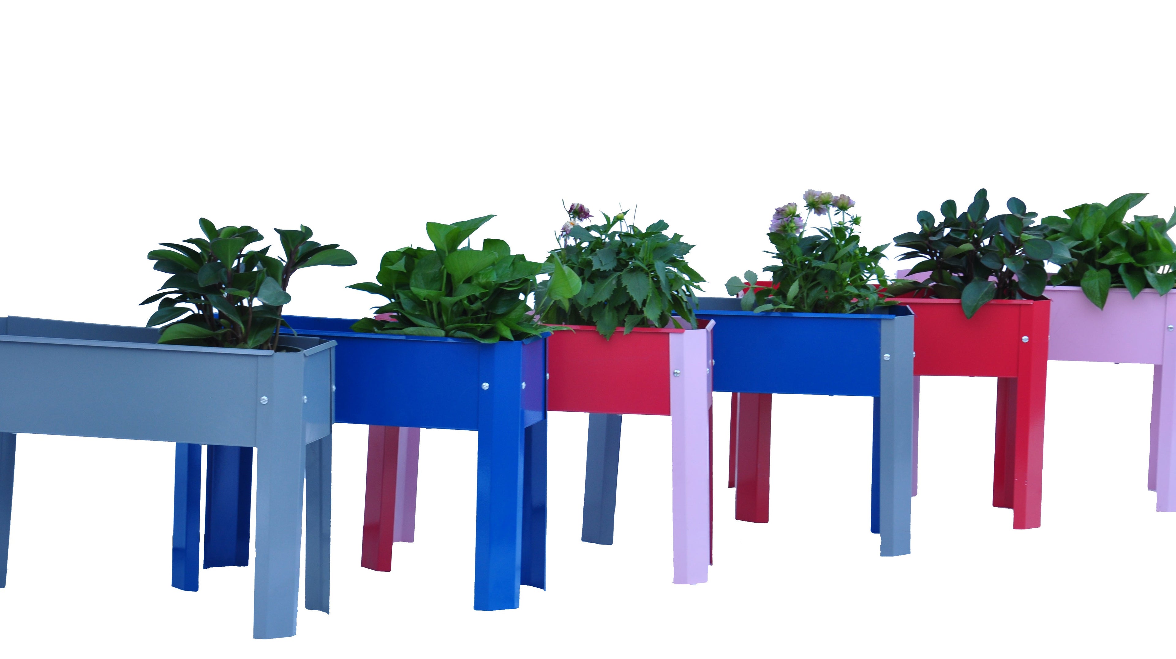 Elevated garden bed metal elevated outdoor flowerpot box suitable for backyard and terrace large flowerpot flower(Blue*2)