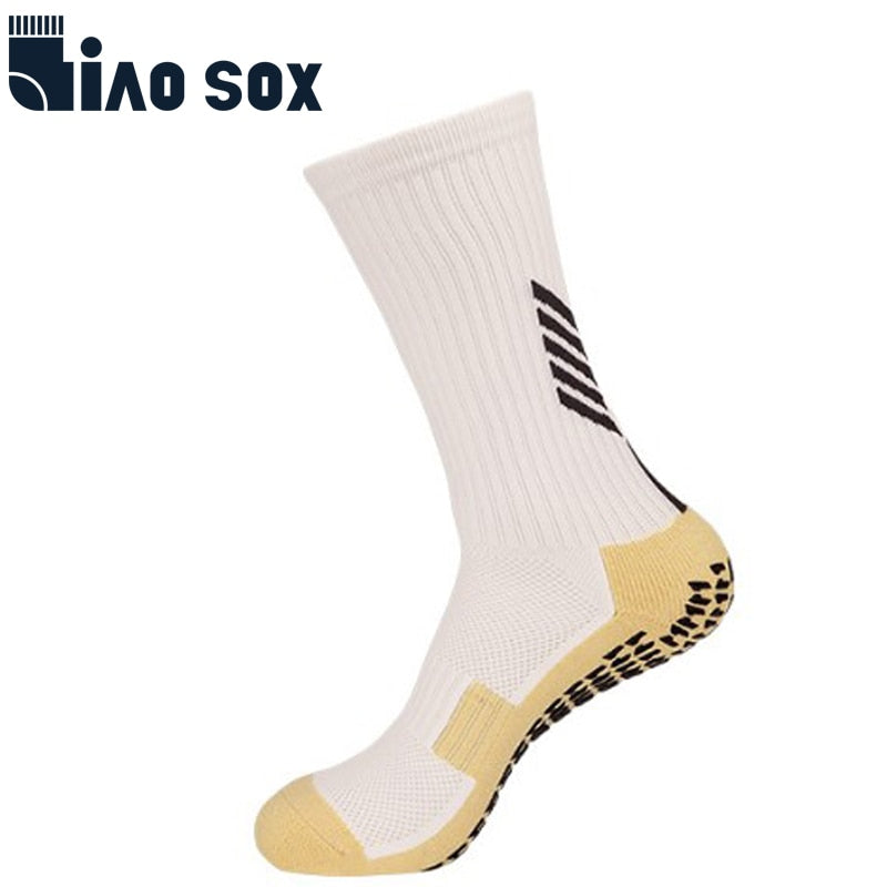 Anti Slip Football Soccer Socks for Men Teenage Kid Boys Sport Grips Crew Socks Black White Blue High Quality