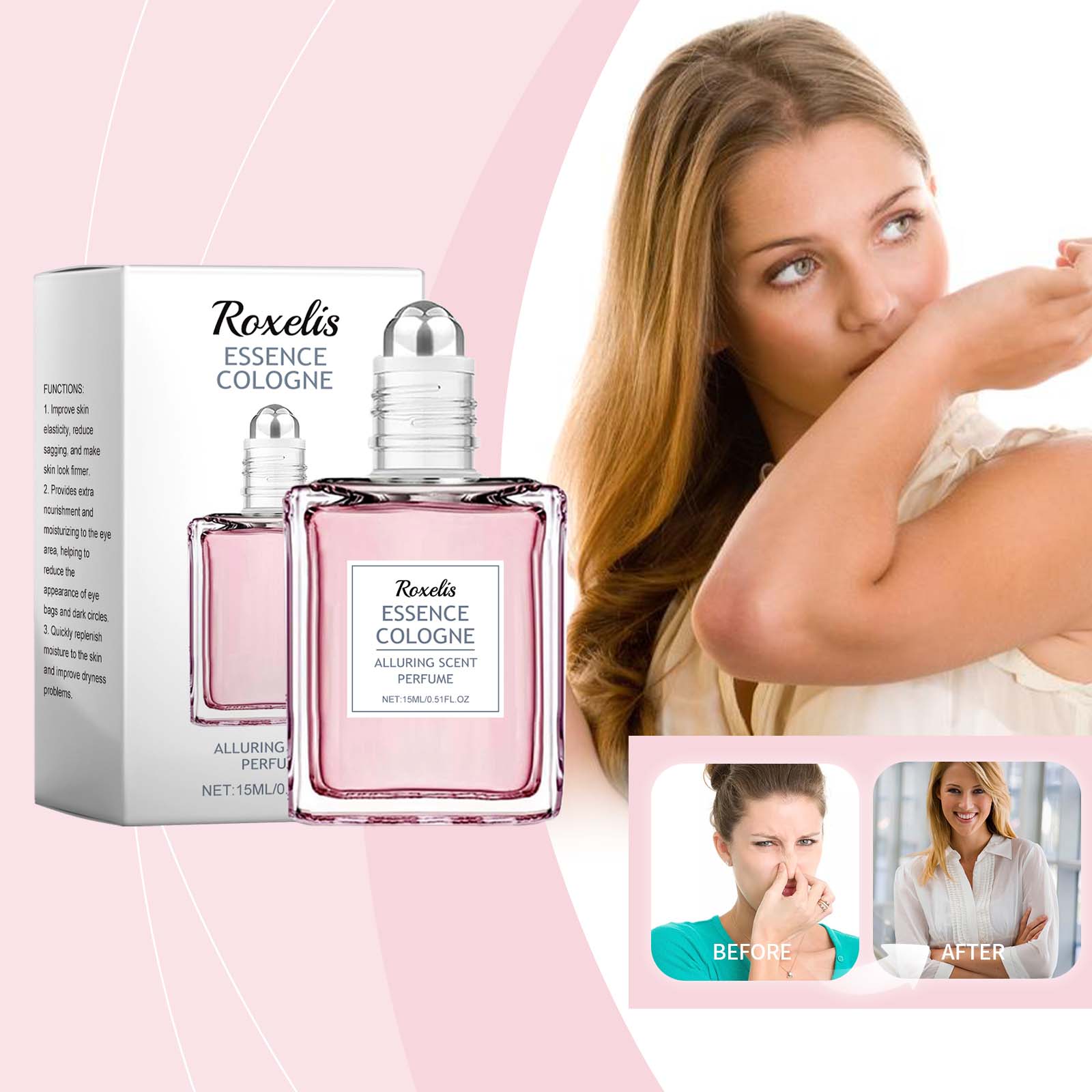 Pink Rose Fragrance Essential Oil, Mild Natural Fresh Fragrance Fragrance Portable Women&