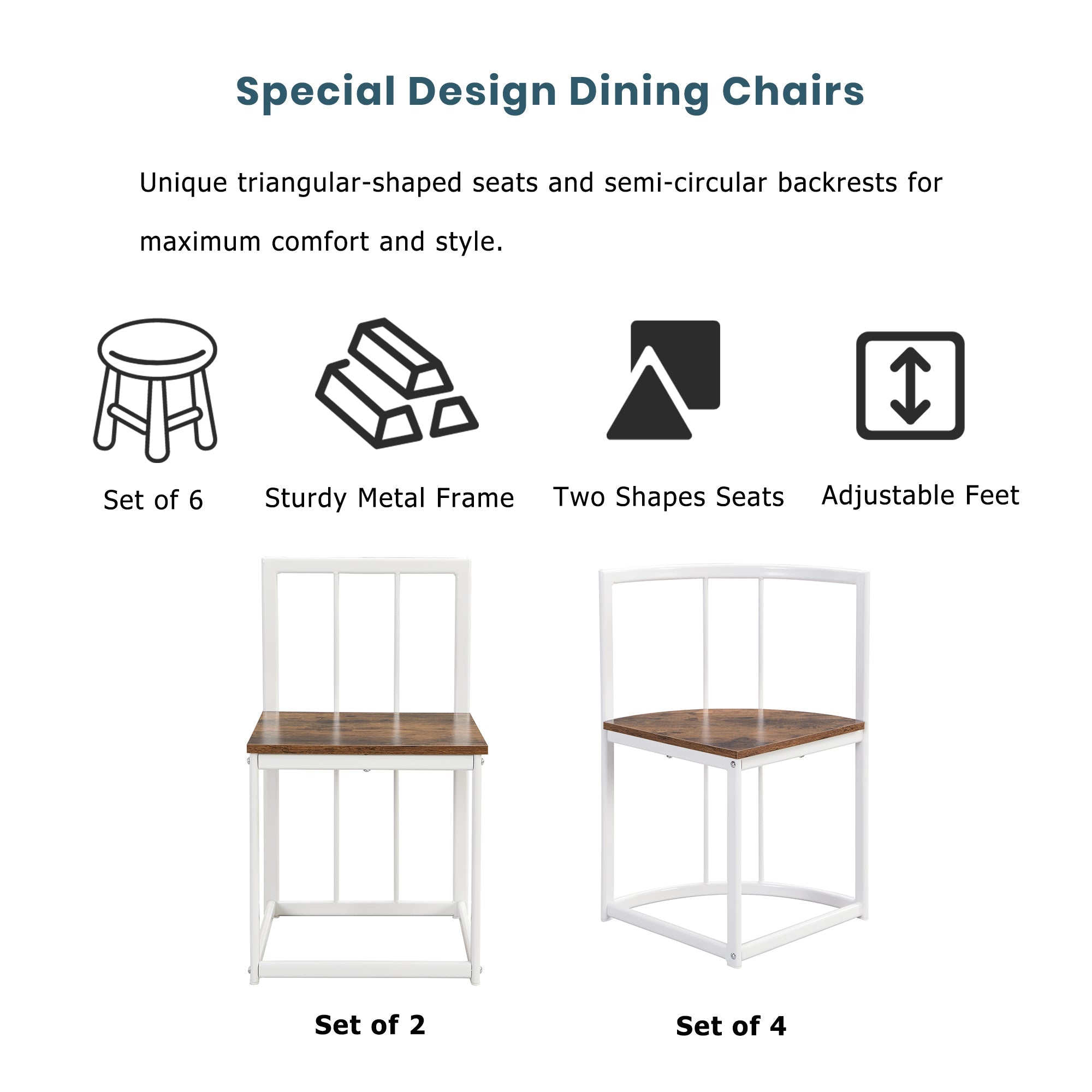 TOPMAX Modern 7-Piece Dining Table Set with Faux Marble Compact 55Inch Kitchen Table Set for 6 White+Cherry