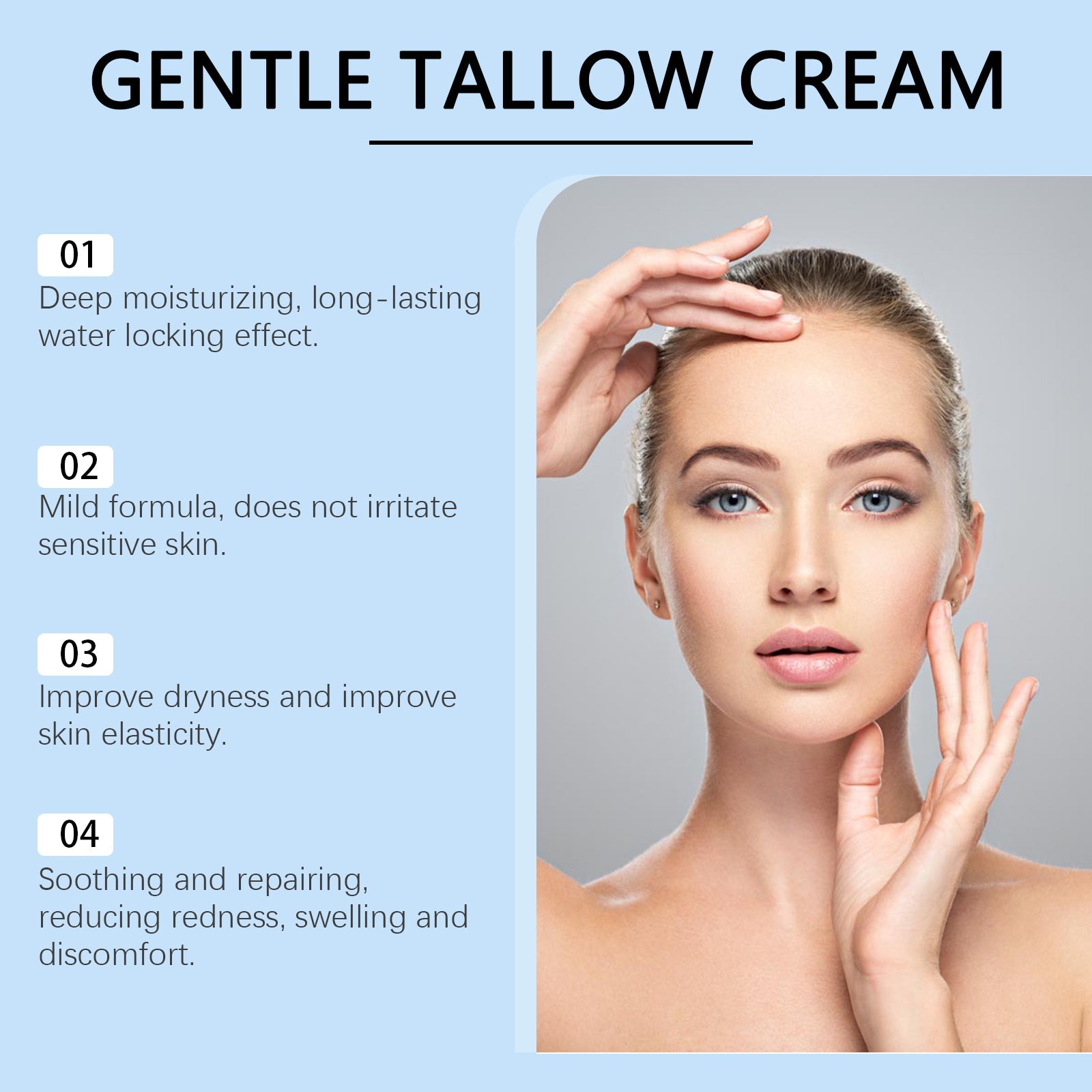 Grass-Fed Tallow Facial Moisturizer Relieves Dry Skin And Keeps Skin Resilient