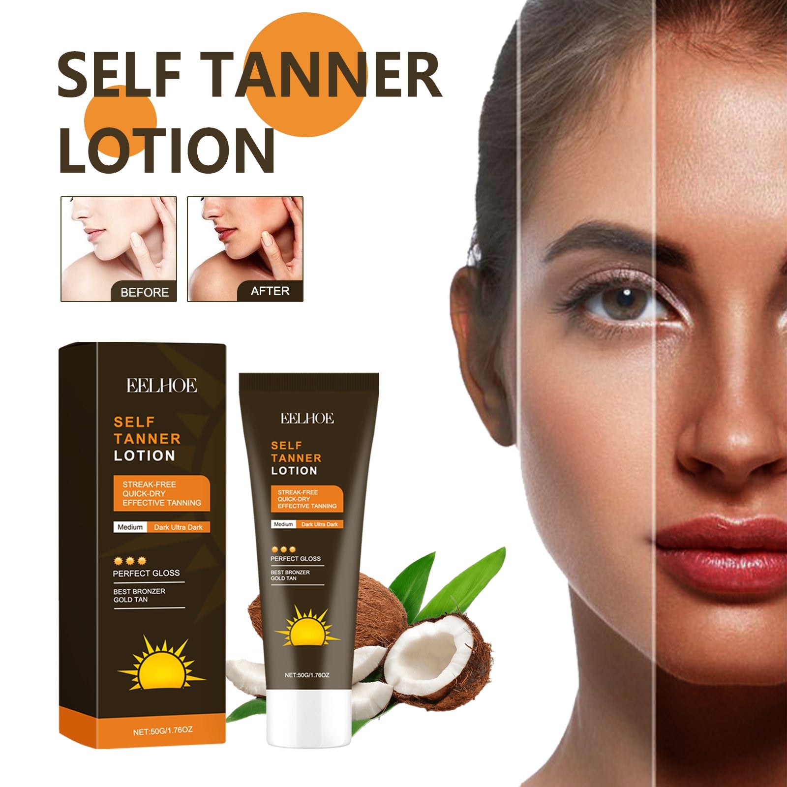 Self Tanner Lotion, Outdoor Sun Quick Tanning Wheat Healthy Skin Hydrating Summer Beach