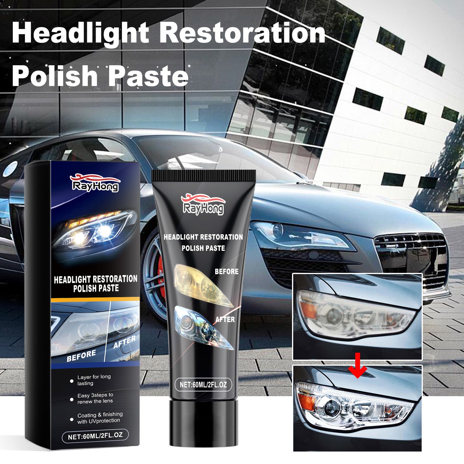Headlight Polishing Paste Automotive Headlight Care Scratch Cleaning Refurbished Polishing Paste