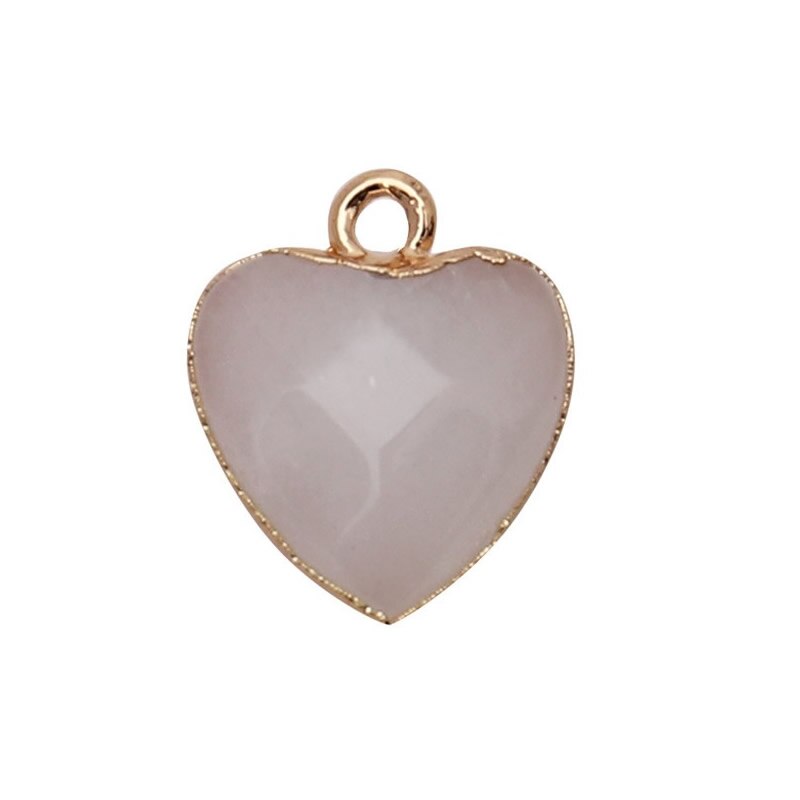 Women Jewelry 12.5mm Small Lovely Heart Pendant Labradorit Aventurine Opal Rose Crystal Quartz Stone Pendant DIY for Necklace