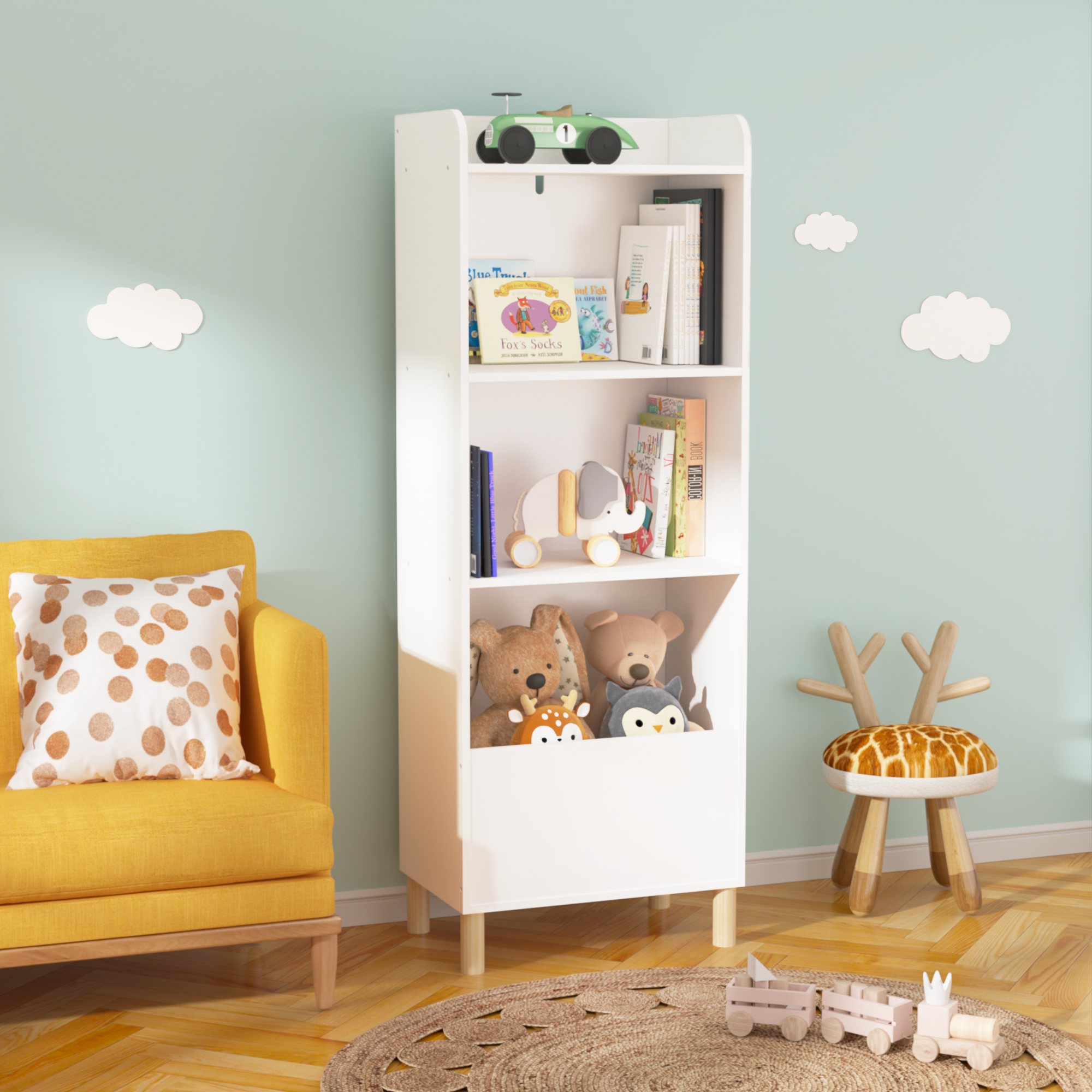 Kids 4-Tier Bookcase Children&