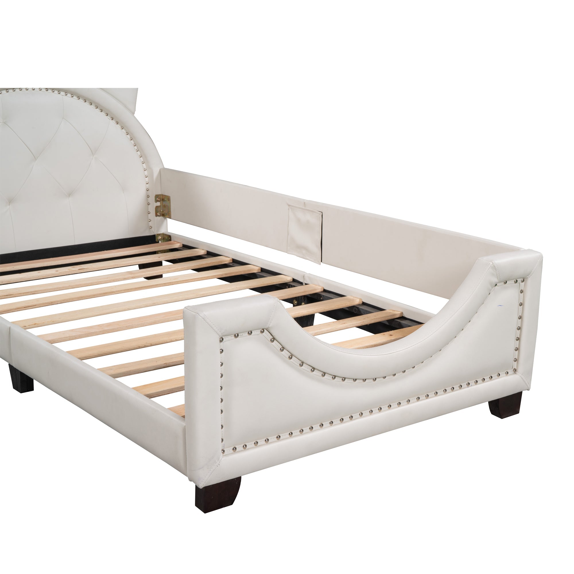 Twin Size Upholstered Daybed with Carton Ears Shaped Headboard White
