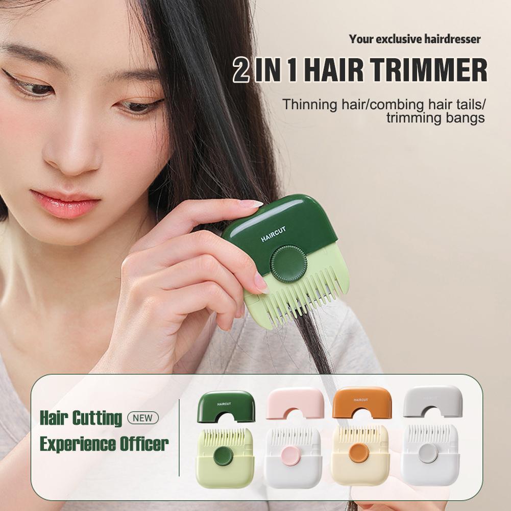 2 In 1 Hair Trimmer Bangs Trimmer Mini Manual Hair Trimmer Comb Hair Razor Comb Cutter Portable Hair Cutting Comb Haircut Tool