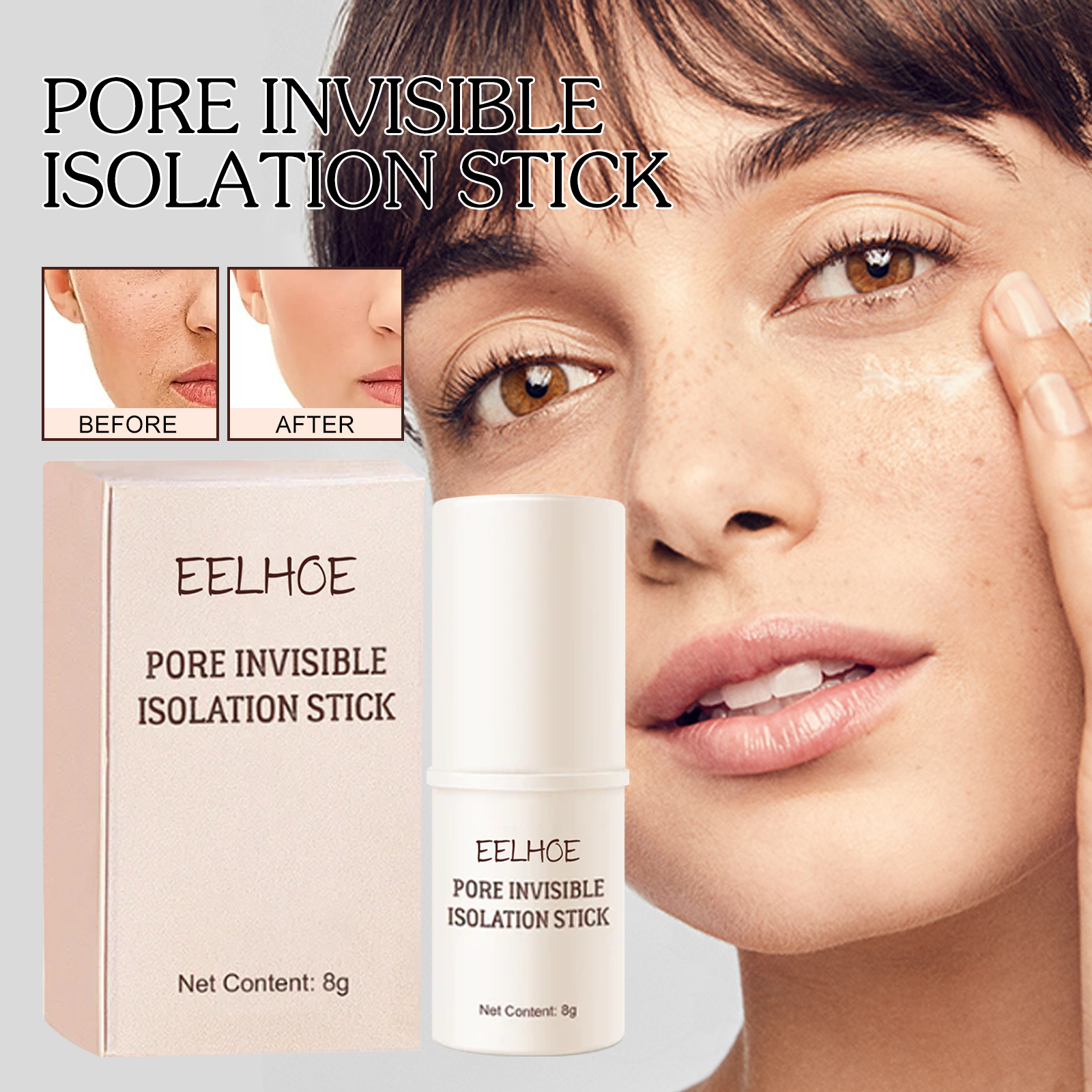 Pore Stick, Skin Tone Even Moisturizing Invisible Pores Concealer Waterproof Perspirant Silky Smooth Without Removing Makeup