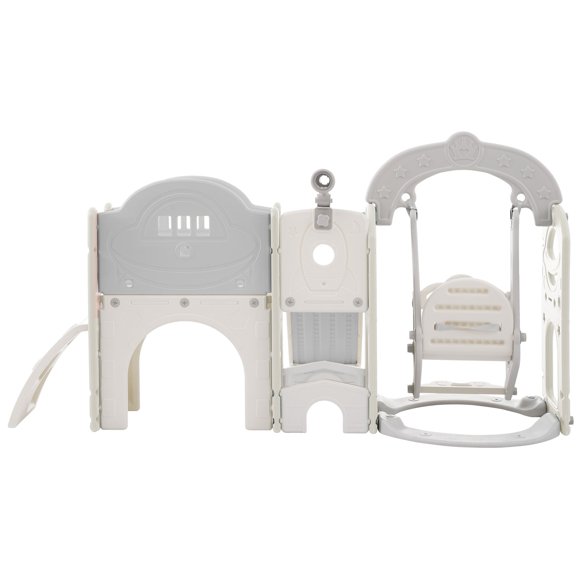 Toddler Slide and Swing Set 7 in 1, Kids Playground Climber Slide Playset with Basketball Hoop Freestanding Combination