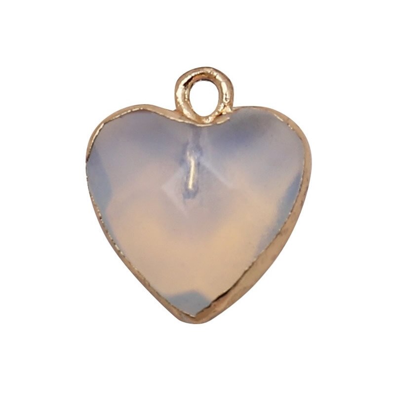 Women Jewelry 12.5mm Small Lovely Heart Pendant Labradorit Aventurine Opal Rose Crystal Quartz Stone Pendant DIY for Necklace
