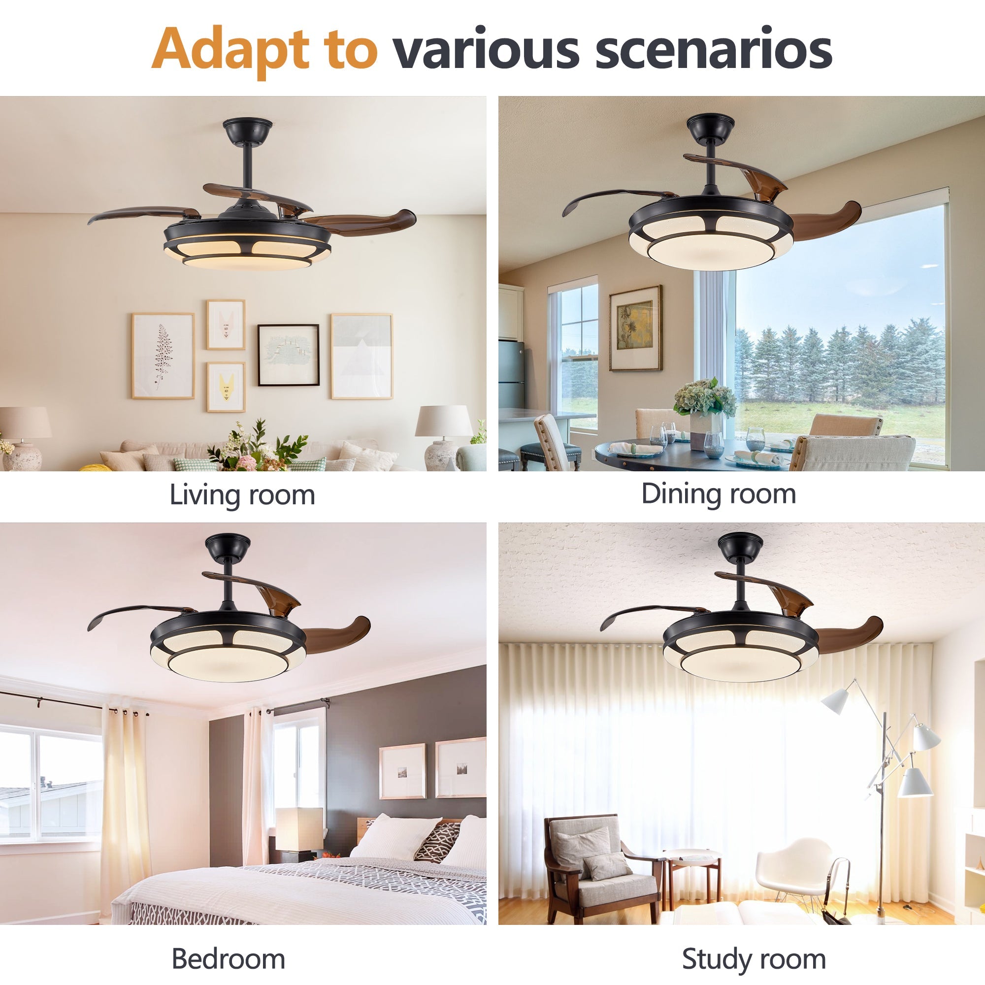 Retractable Invisible Ceiling Fan Light