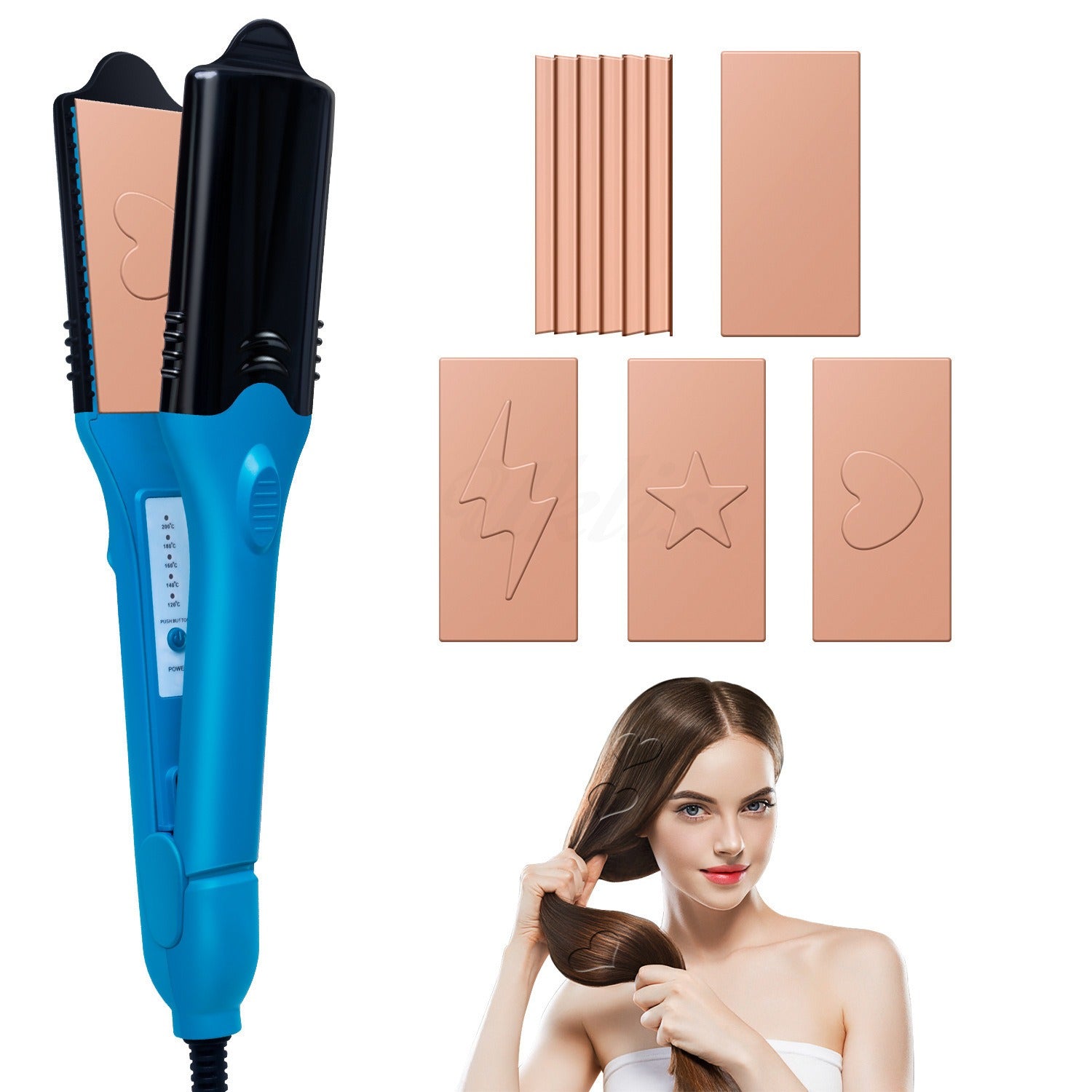 3D hair imprinting 3D Hair Press Iron Hair Straightener Electric Straightening Curling Imprinting 3D Hair Crimper