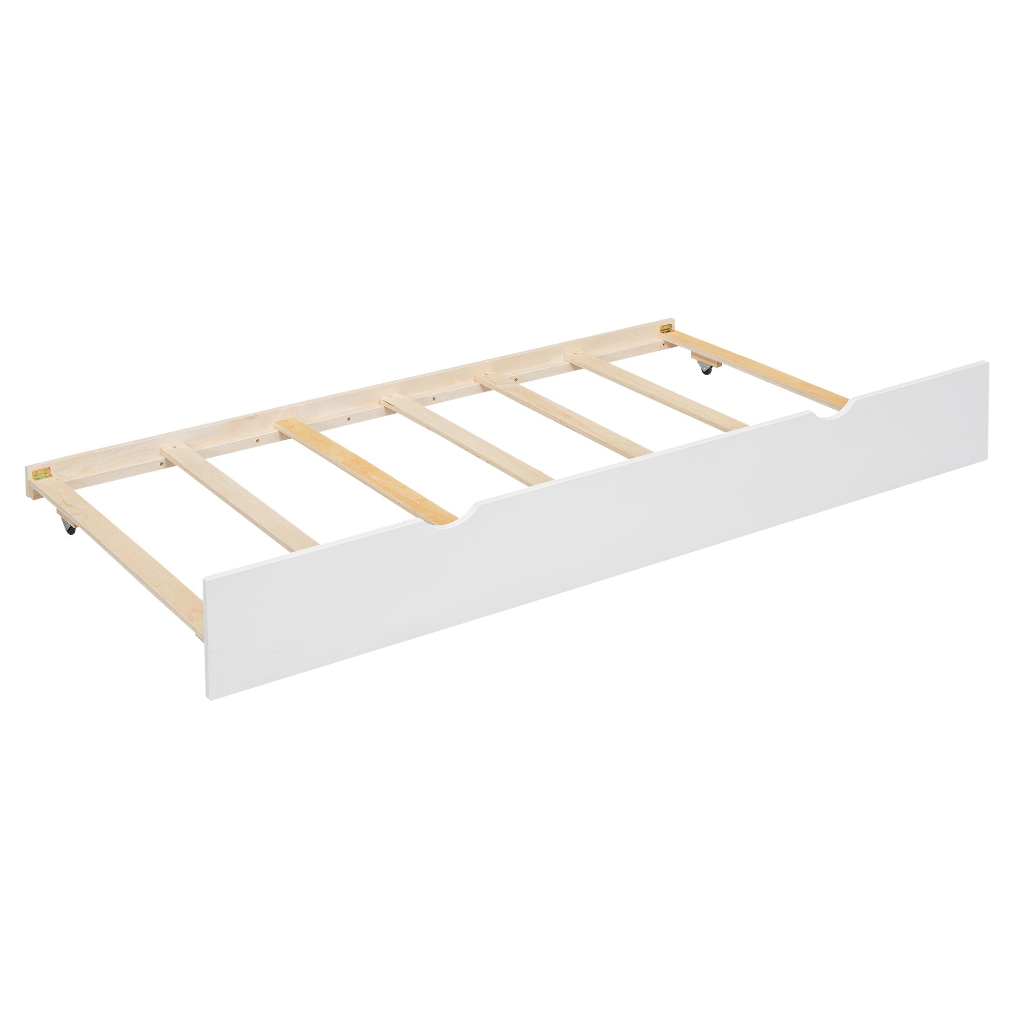 Twin over Twin House Bunk Bed with Trundle and Slide Storage Staircase Roof and Window Design White