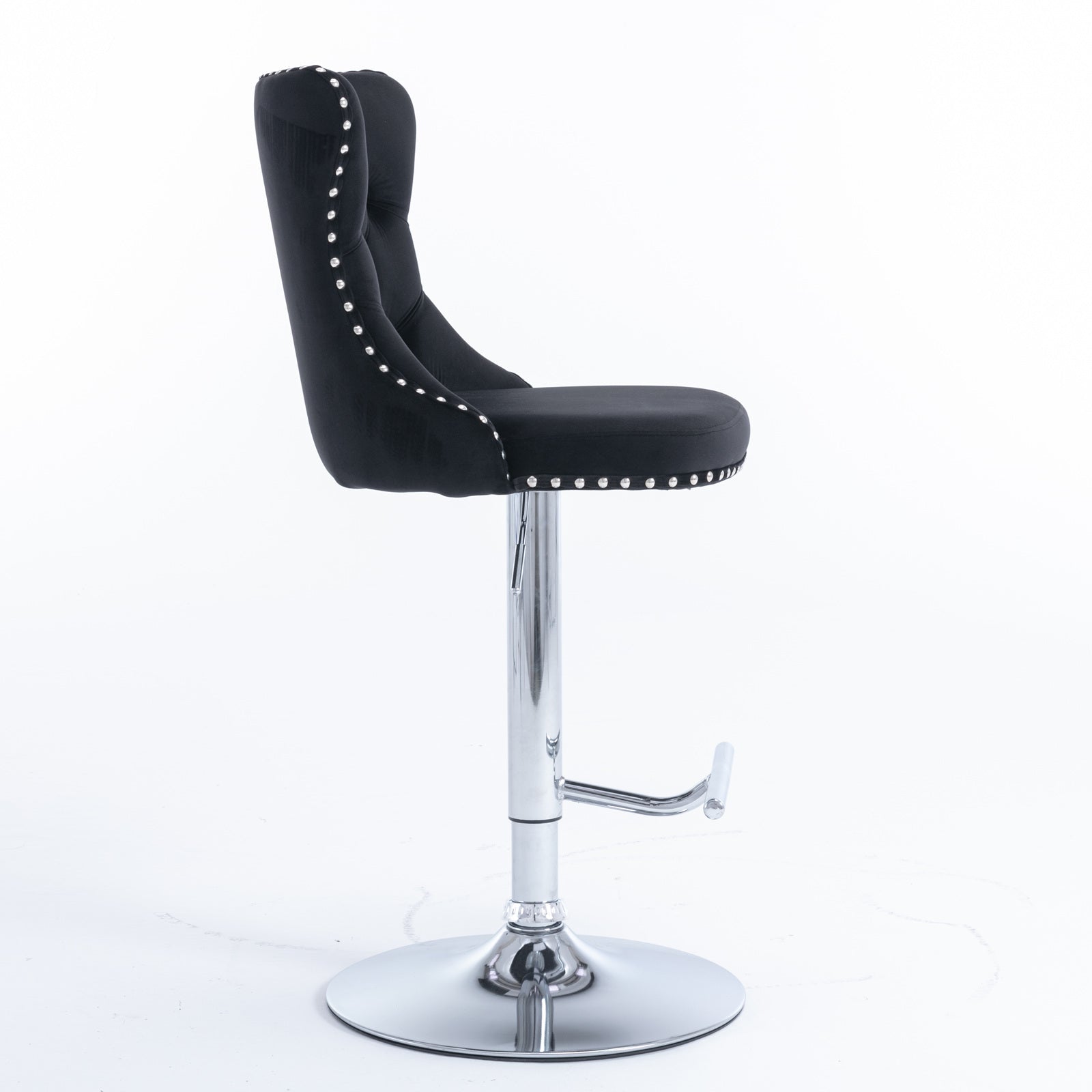 25-33 Inch, Modern Upholstered Chrome base Bar Stools with Back Comfortable Tufted for Home Pub and Kitchen Island(Black,Set of