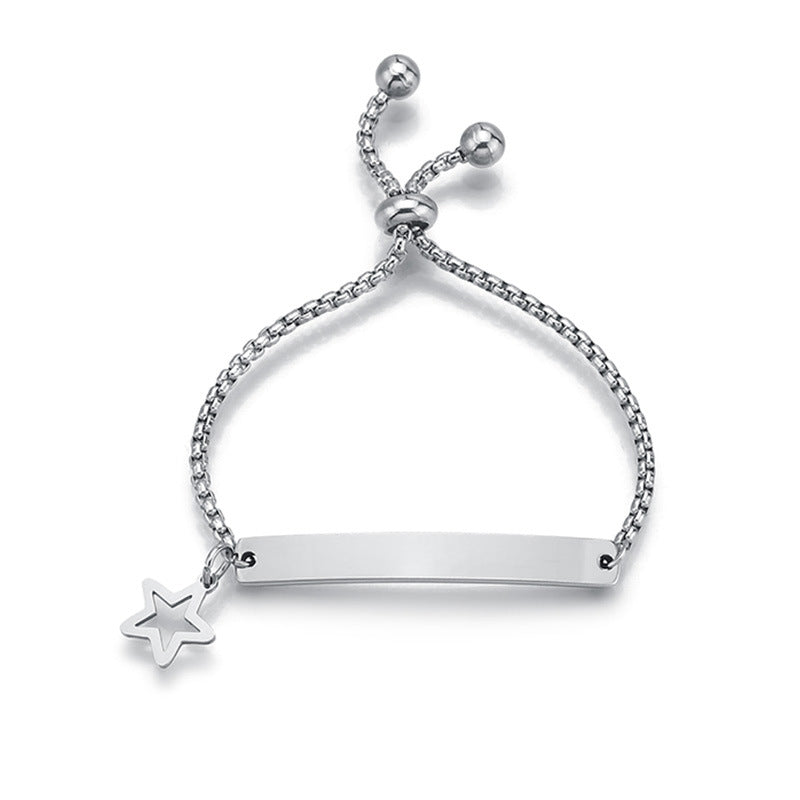 Stainless steel personalized engraved three color curved bracelet simple and personalized women&
