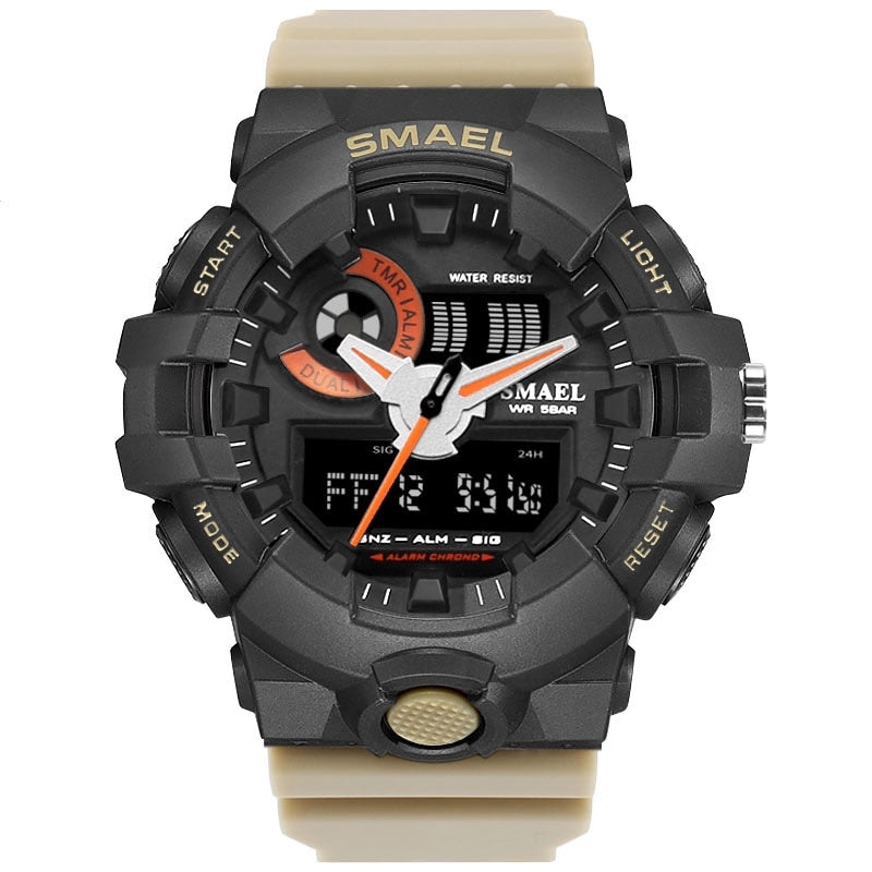 SMAEL 1642-2 Brand Luxury Cowboy Sport Watch New Men Military Watches Analog Army Digital Writwatch 8001 Waterproof Clock Men&
